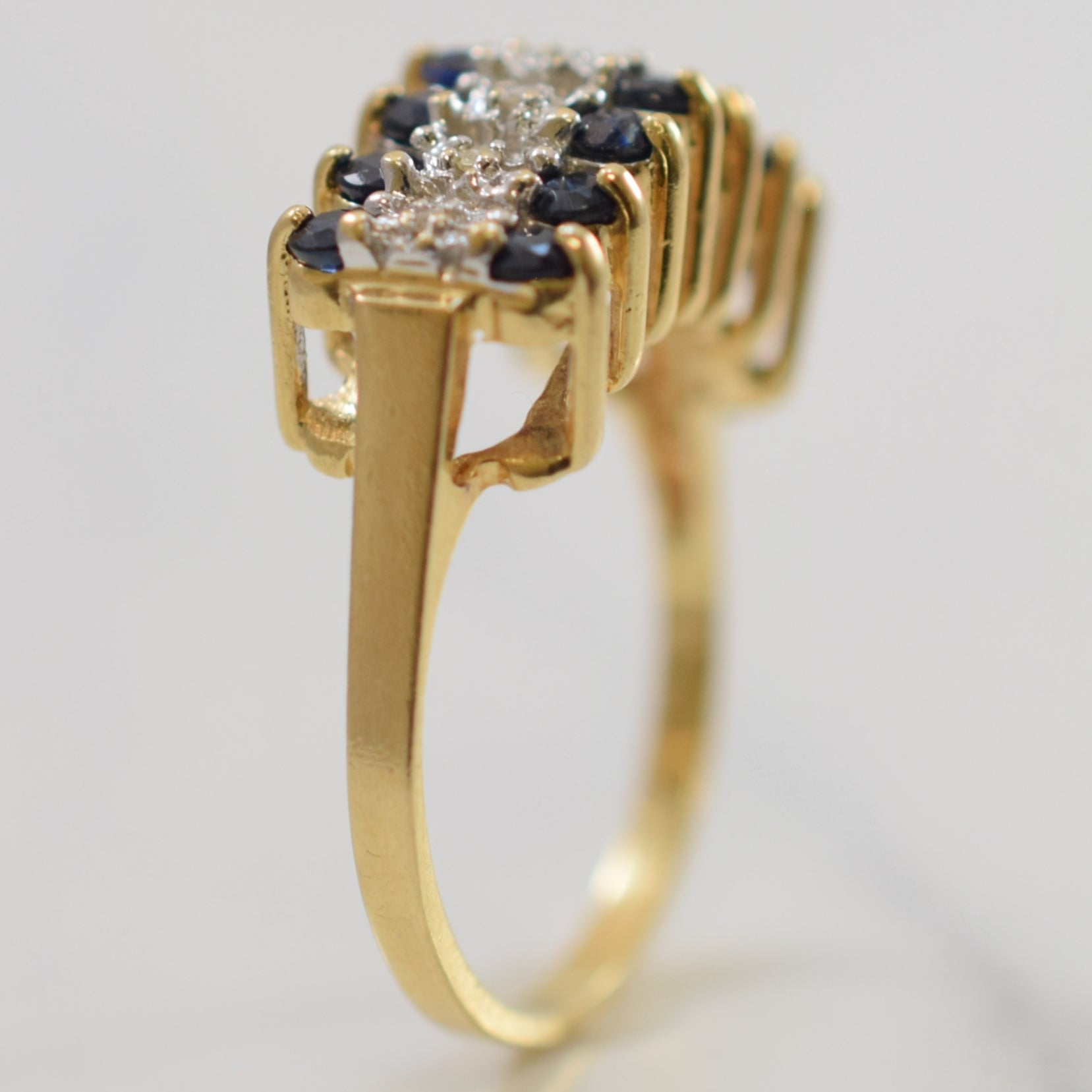 Triple Row Sapphire & Diamond Ring | 0.84ctw, 0.04ctw | SZ 6.25 |