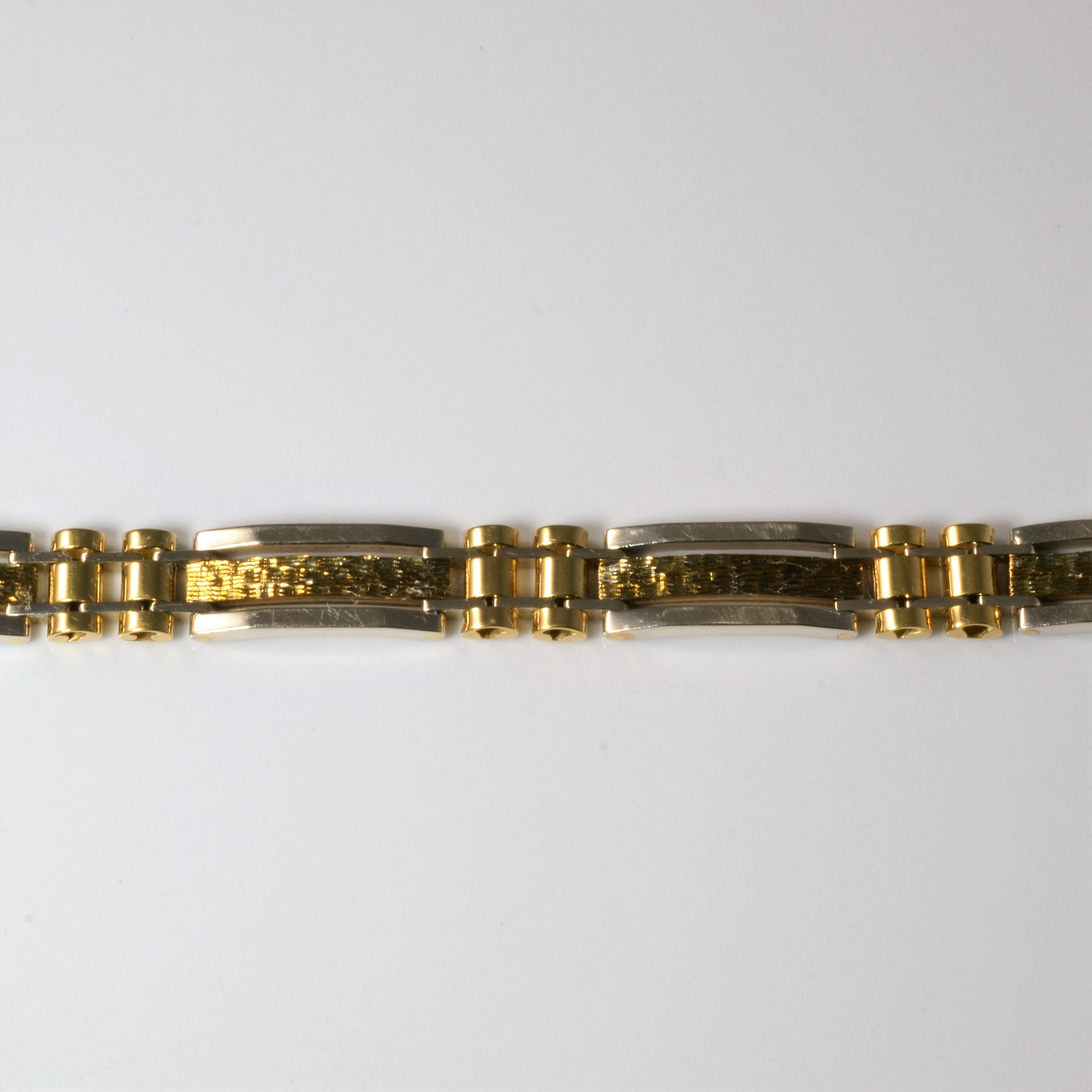 Two Tone Textured Link Bracelet | 8.5" |