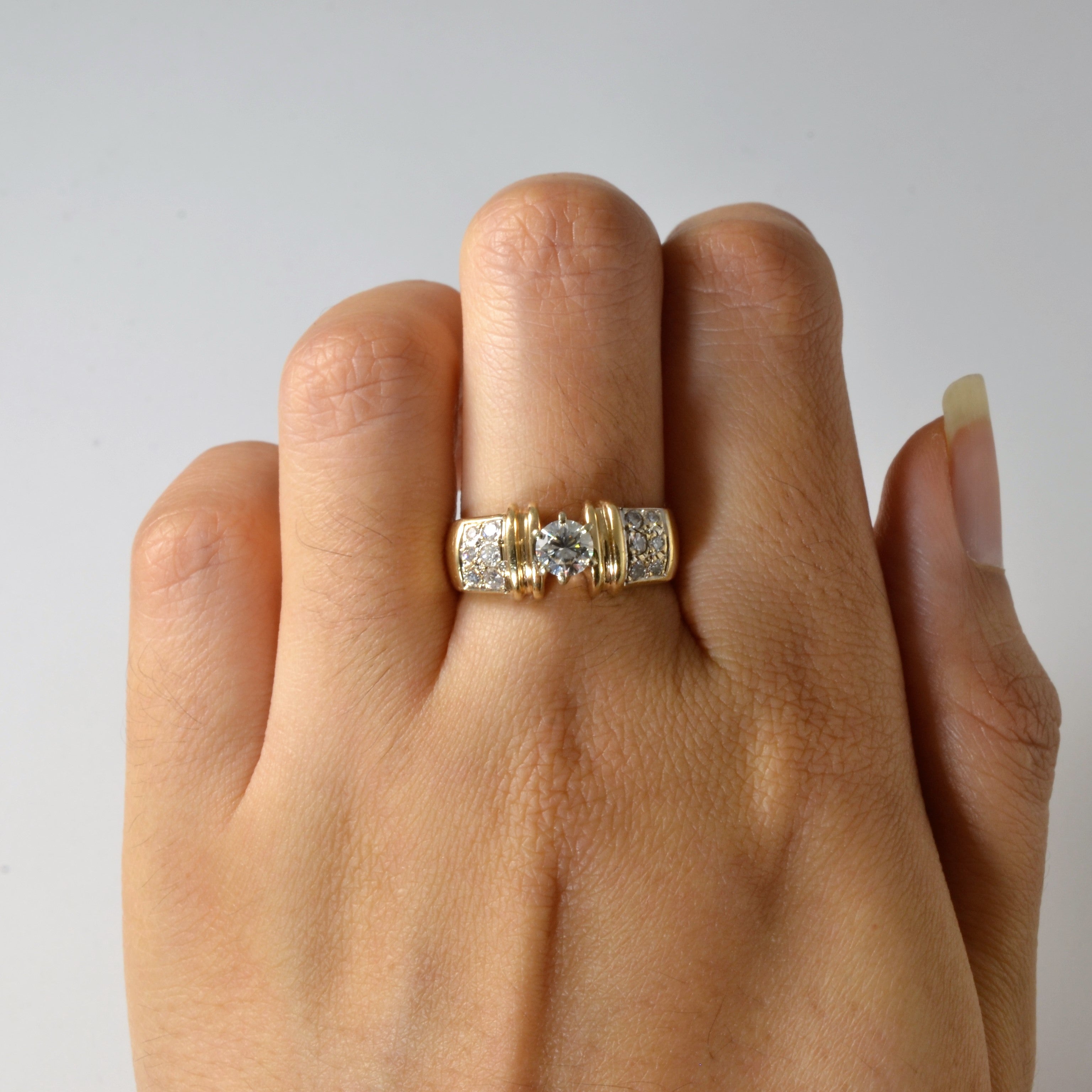 Pave Shouldered Diamond Engagement Ring | 0.60ctw | SZ 6.75 |