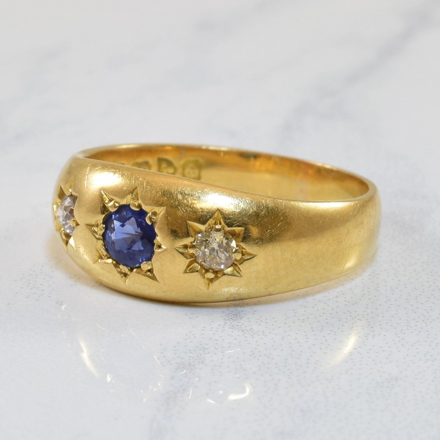 Mid 1800s Sapphire & Diamond Ring | 0.35ct, 0.12ctw | SZ 8.25 |