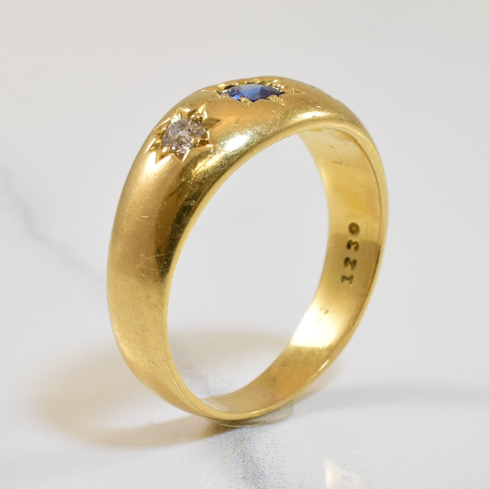 Mid 1800s Sapphire & Diamond Ring | 0.35ct, 0.12ctw | SZ 8.25 |
