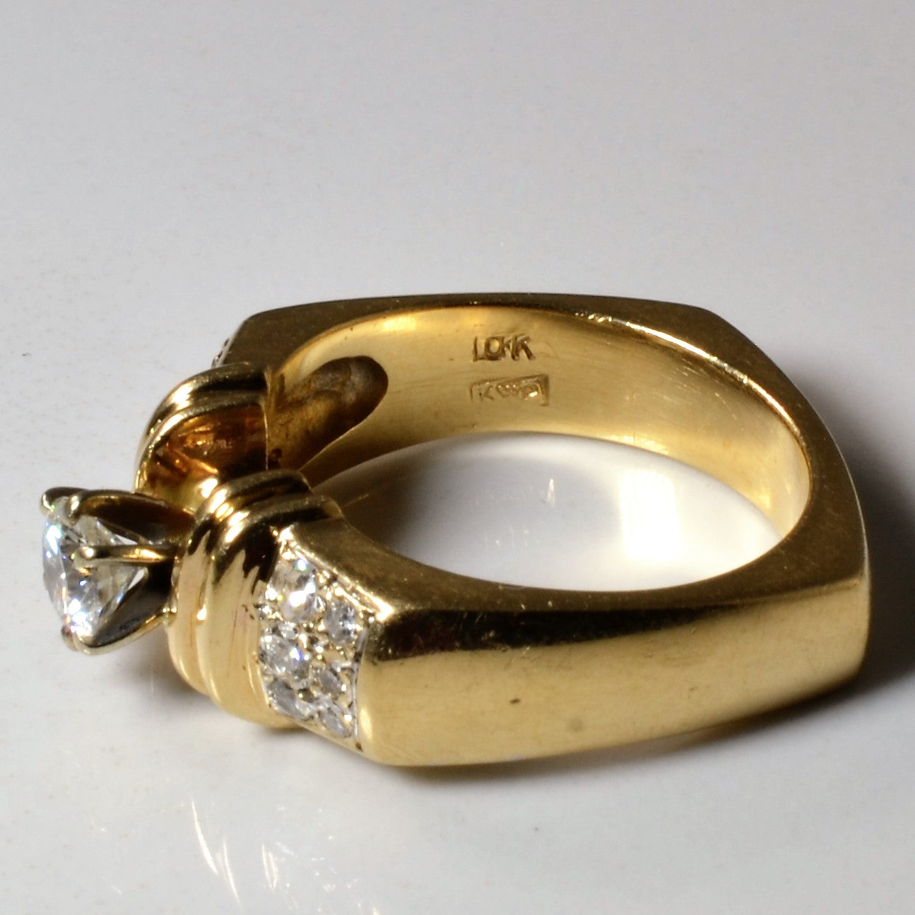 Pave Shouldered Diamond Engagement Ring | 0.60ctw | SZ 6.75 |