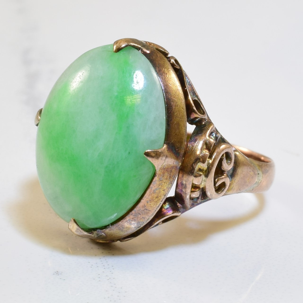 Jadeite Cabochon Filigree Ring | 6.00ct | SZ 3.75 |