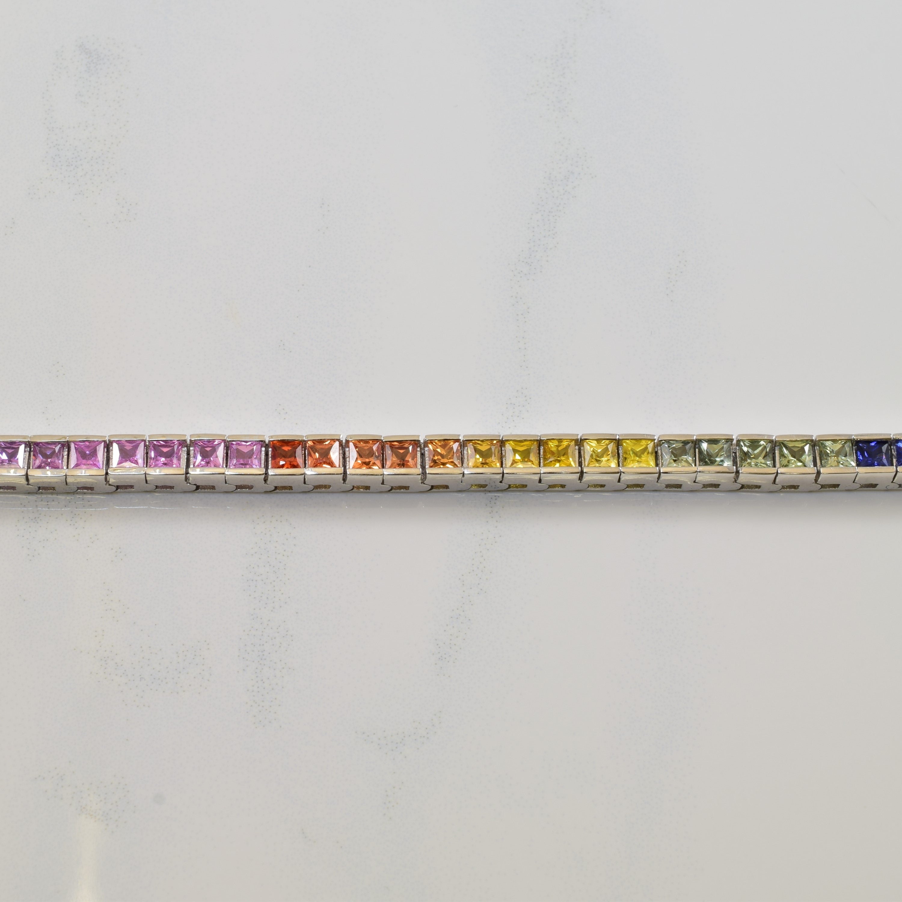 Channel Set Multi Colour Sapphire Bracelet | 6.50ctw | 7.5" |