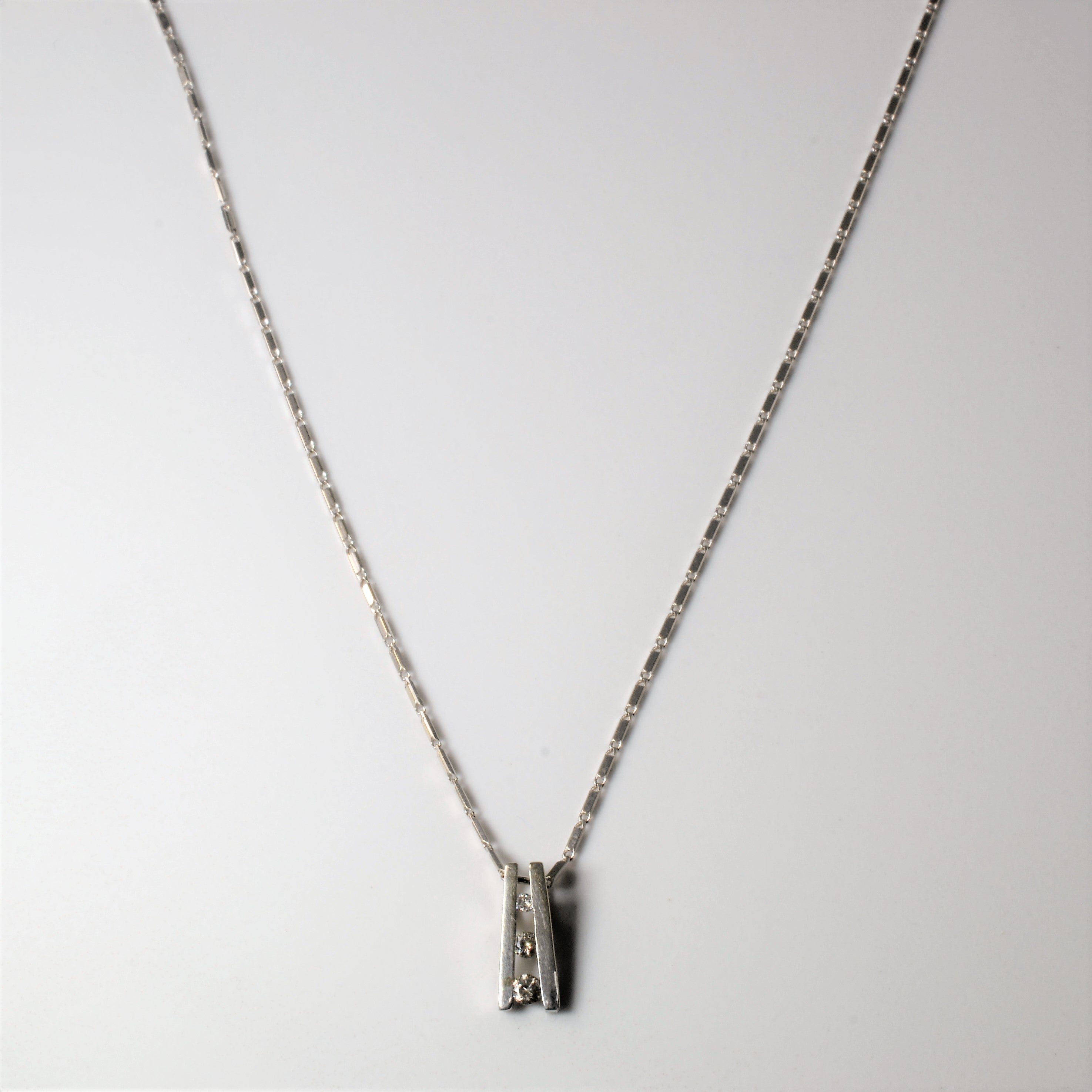 Tension Set Three Stone Diamond Necklace | 0.10ctw | 16" |