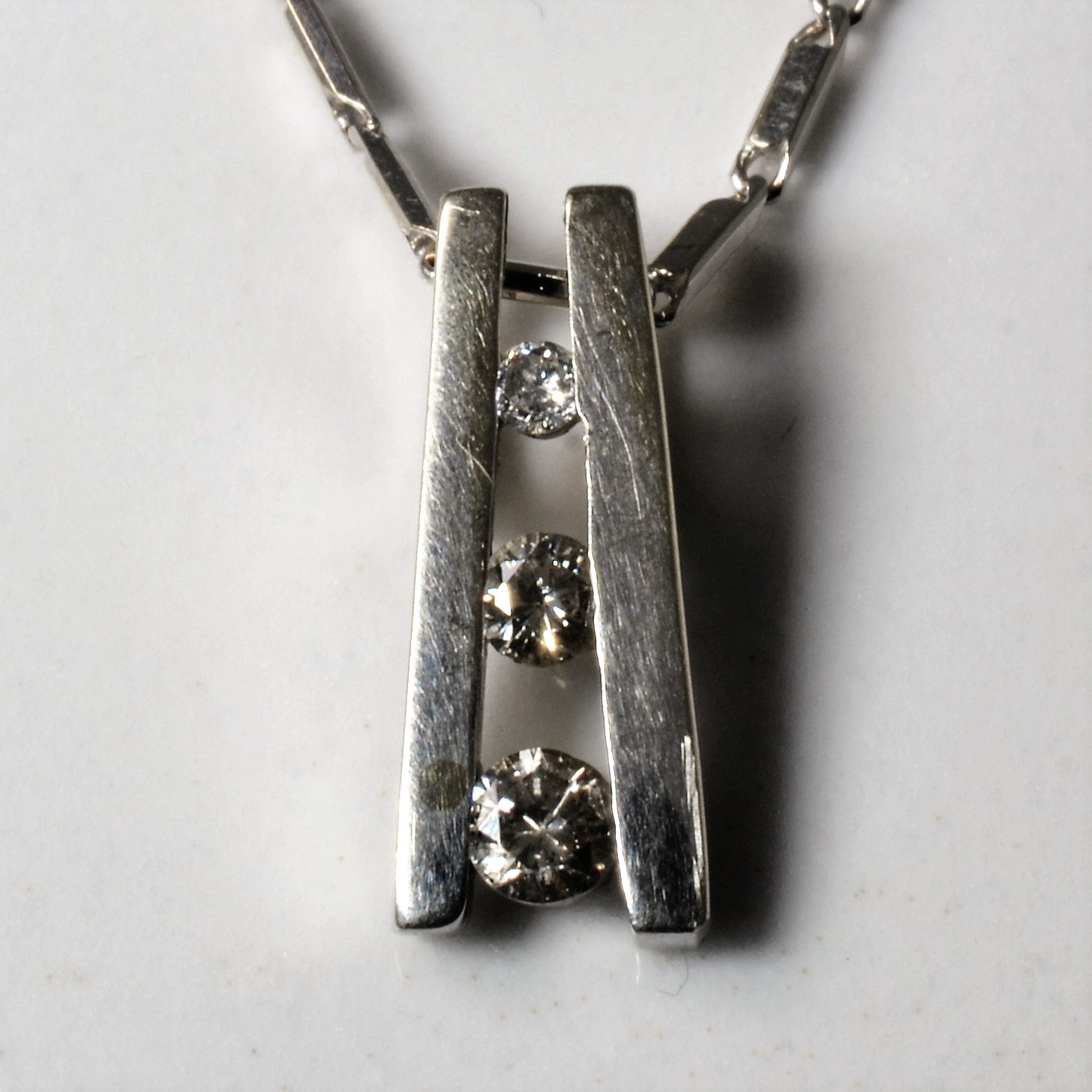 Tension Set Three Stone Diamond Necklace | 0.10ctw | 16" |