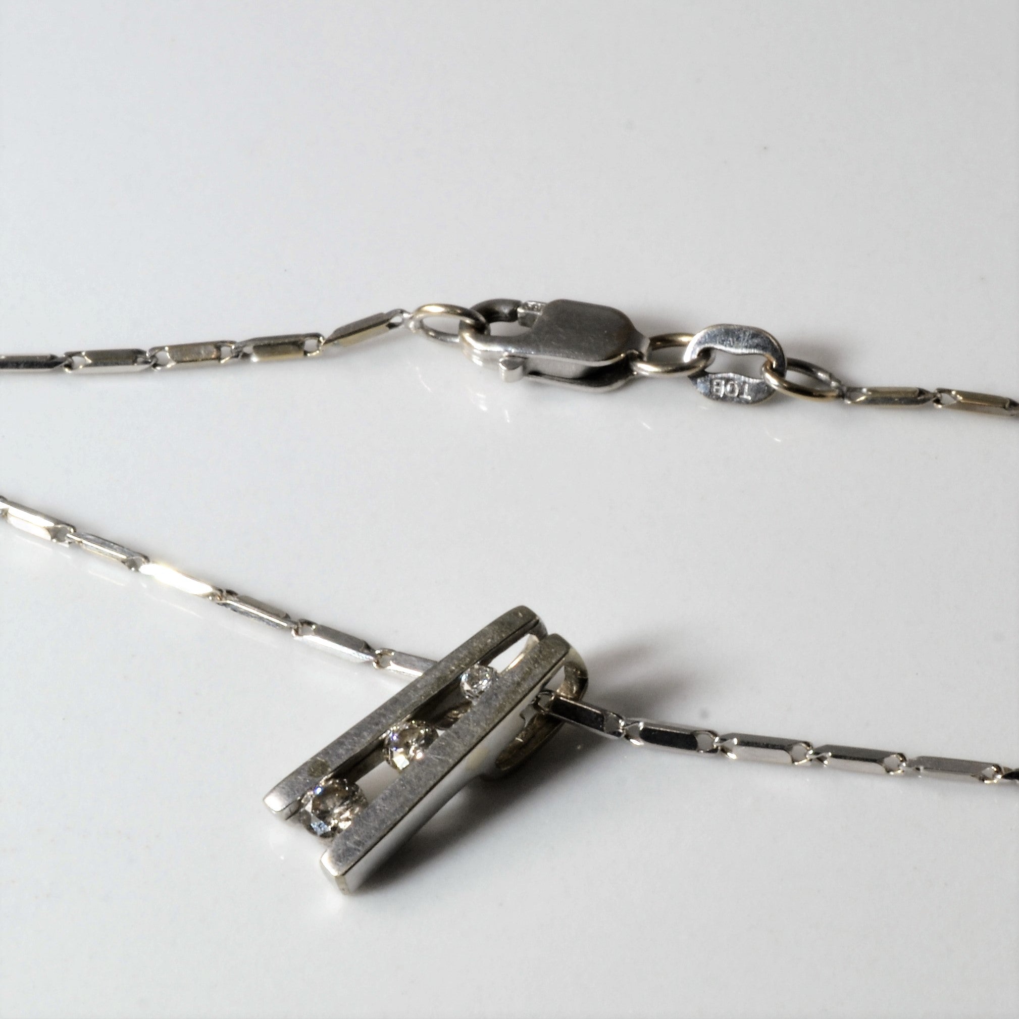 Tension Set Three Stone Diamond Necklace | 0.10ctw | 16" |