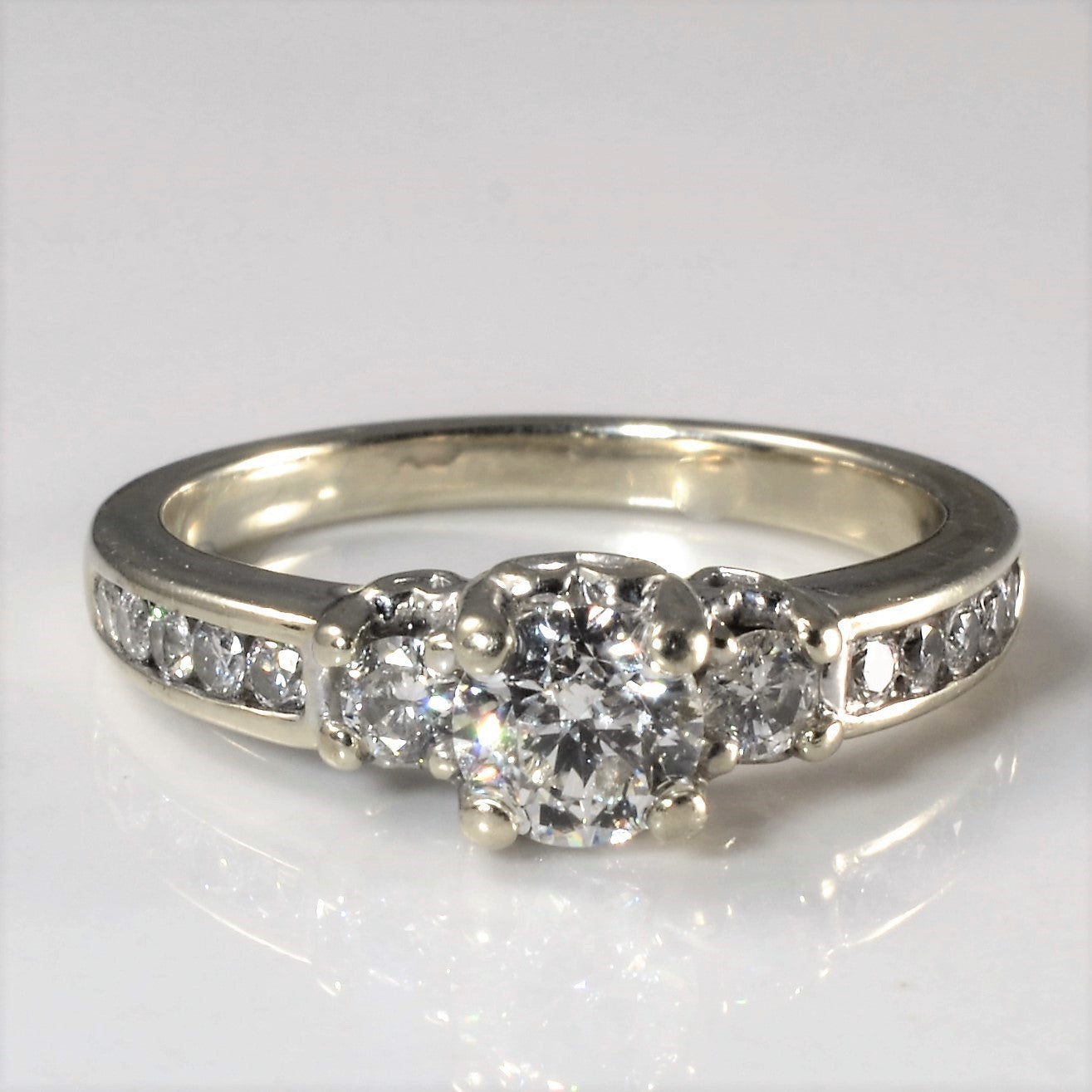 Channel Accented Three Stone Diamond Ring | 0.87ctw | SZ 7 |