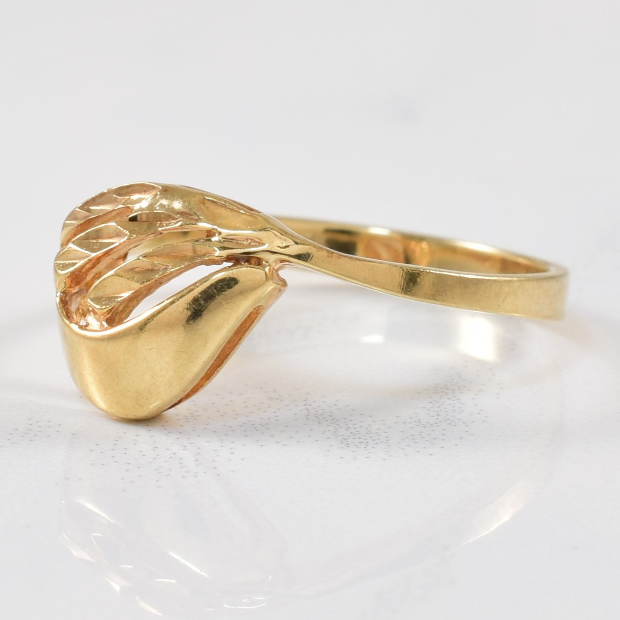 Yellow Gold Open Work Bypass Ring | SZ 5.5 |