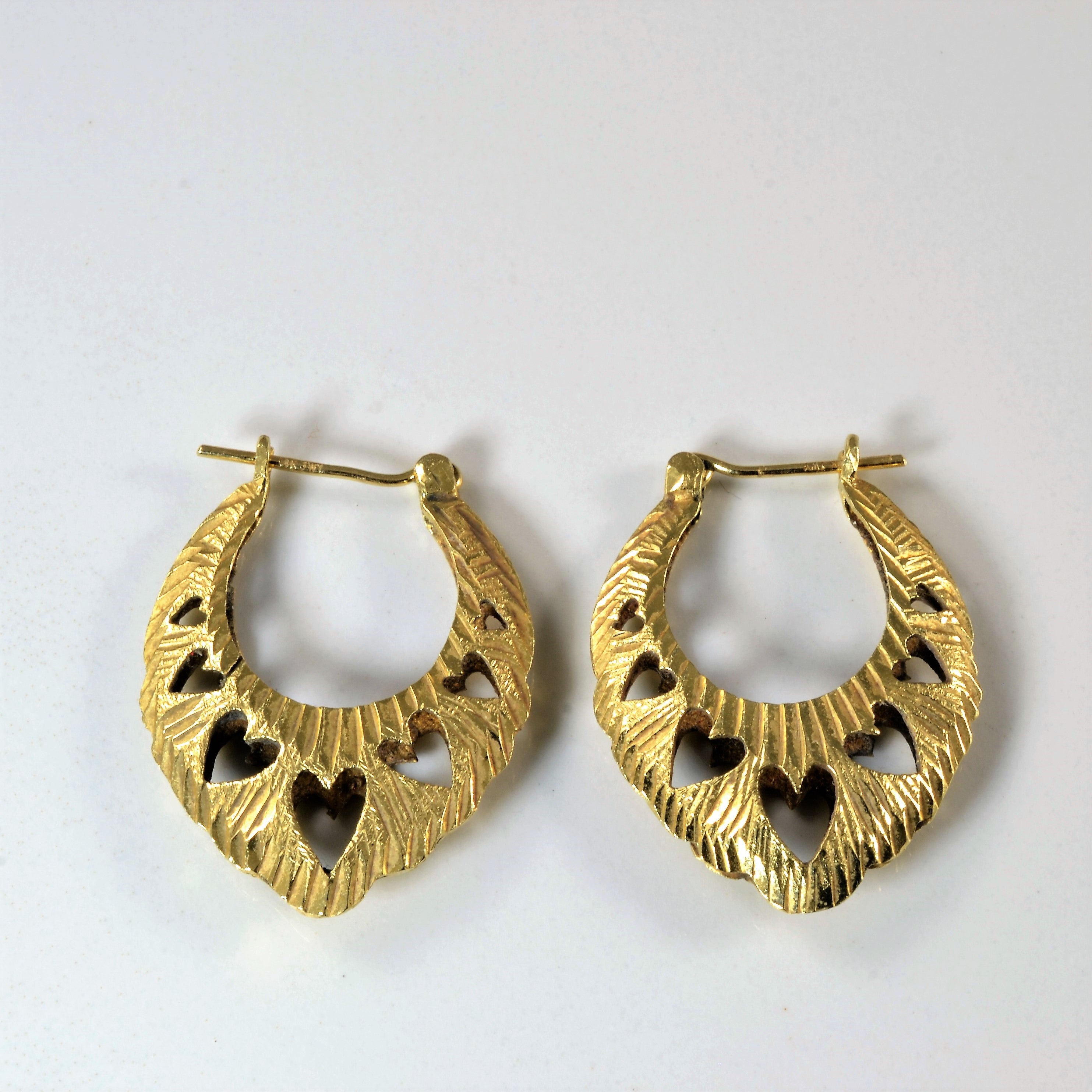 Heart Patterned Hoop Earrings |