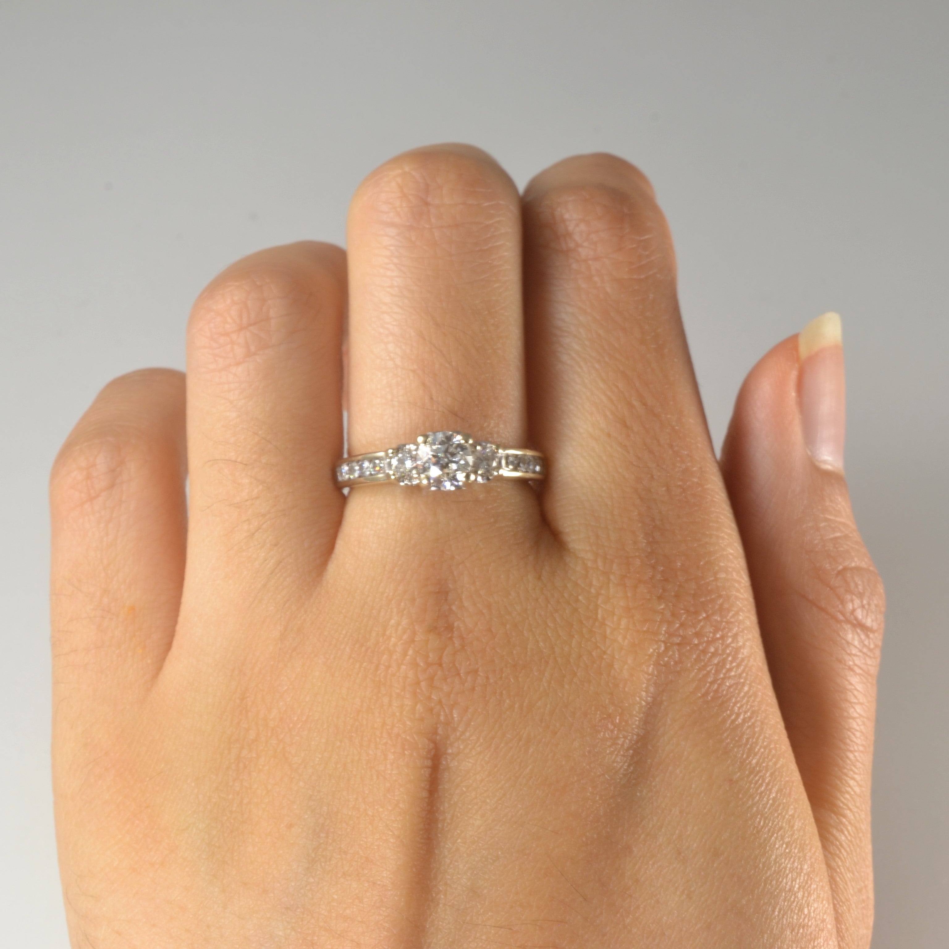 Channel Accented Three Stone Diamond Ring | 0.87ctw | SZ 7 |