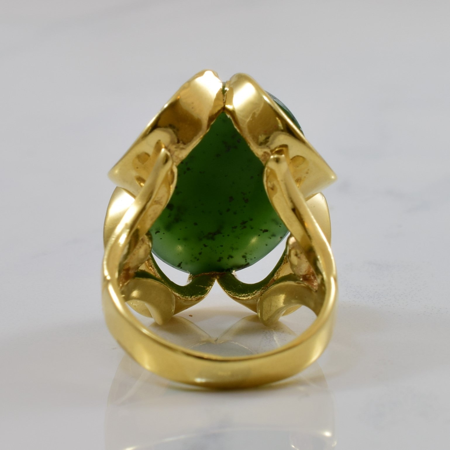 Oval Cabochon Nephrite Jade Cocktail Ring | 16.00ct | SZ 6 |