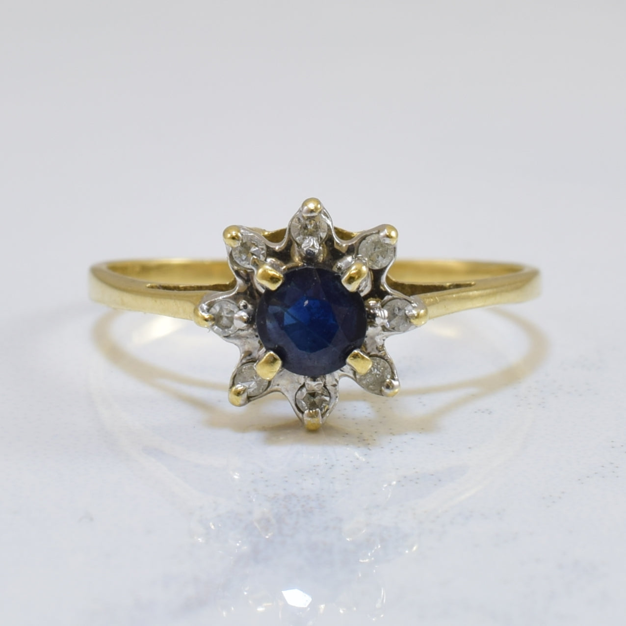 Blue Sapphire & Diamond Ring | 0.35ct, 0.05ctw | SZ 6 |