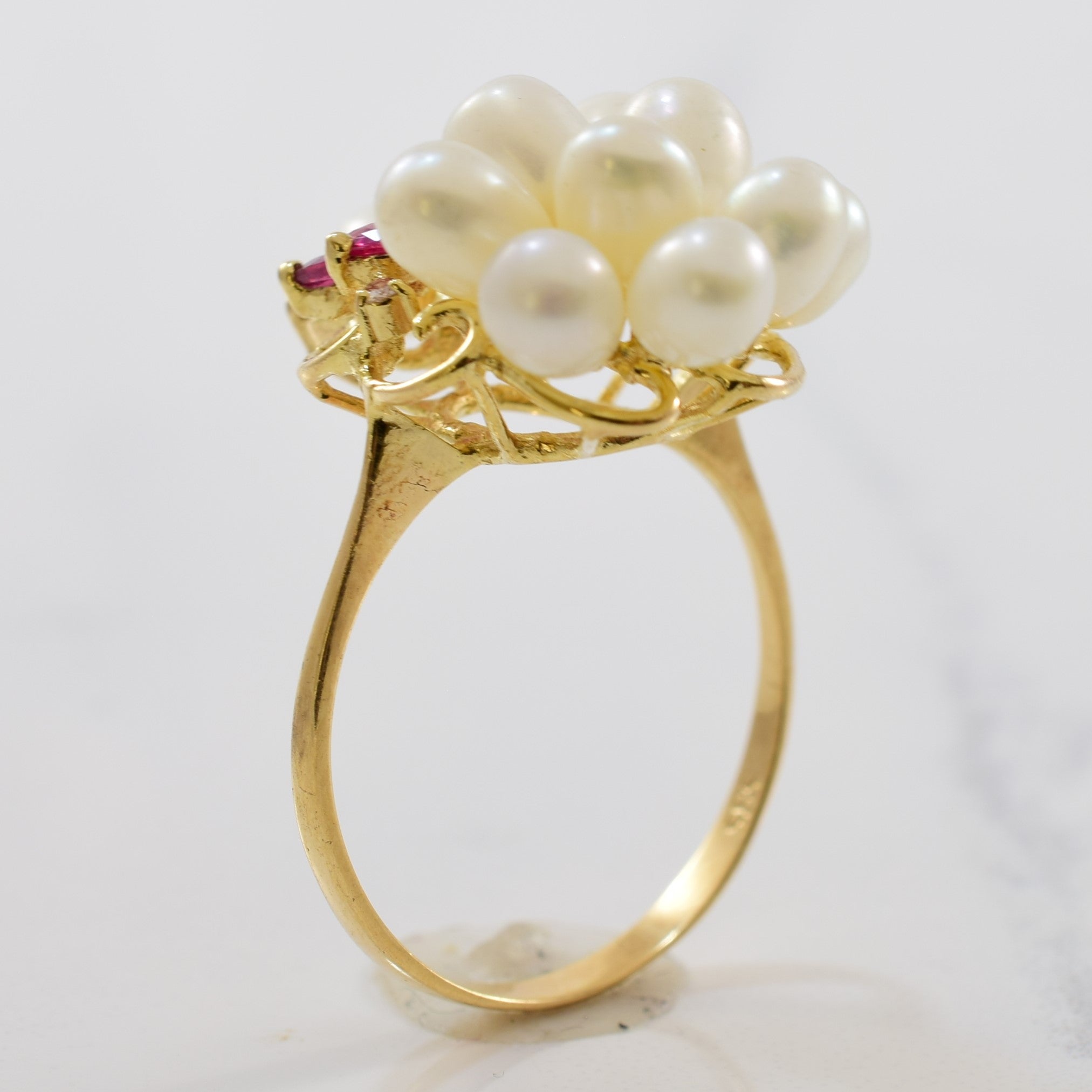 Vibrant Pearl Cocktail Ring | 0.03ctw, 0.28ctw, 7.50ctw | SZ 7.5 |