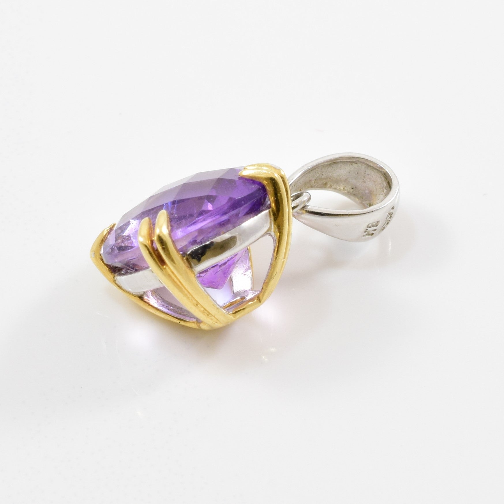 Two Tone Solitaire Amethyst Pendant | 4.50ct |
