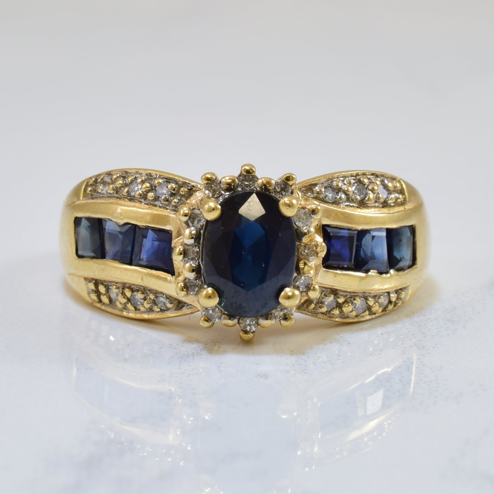 Blue Sapphire & Diamond Ring | 1.40ctw, 0.10ctw | SZ 9.25 |
