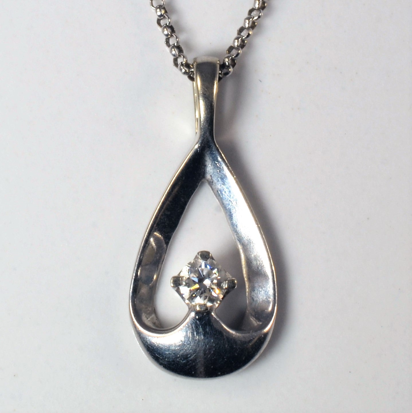 Diamond Tear Drop Necklace | 0.12ct | 16" |
