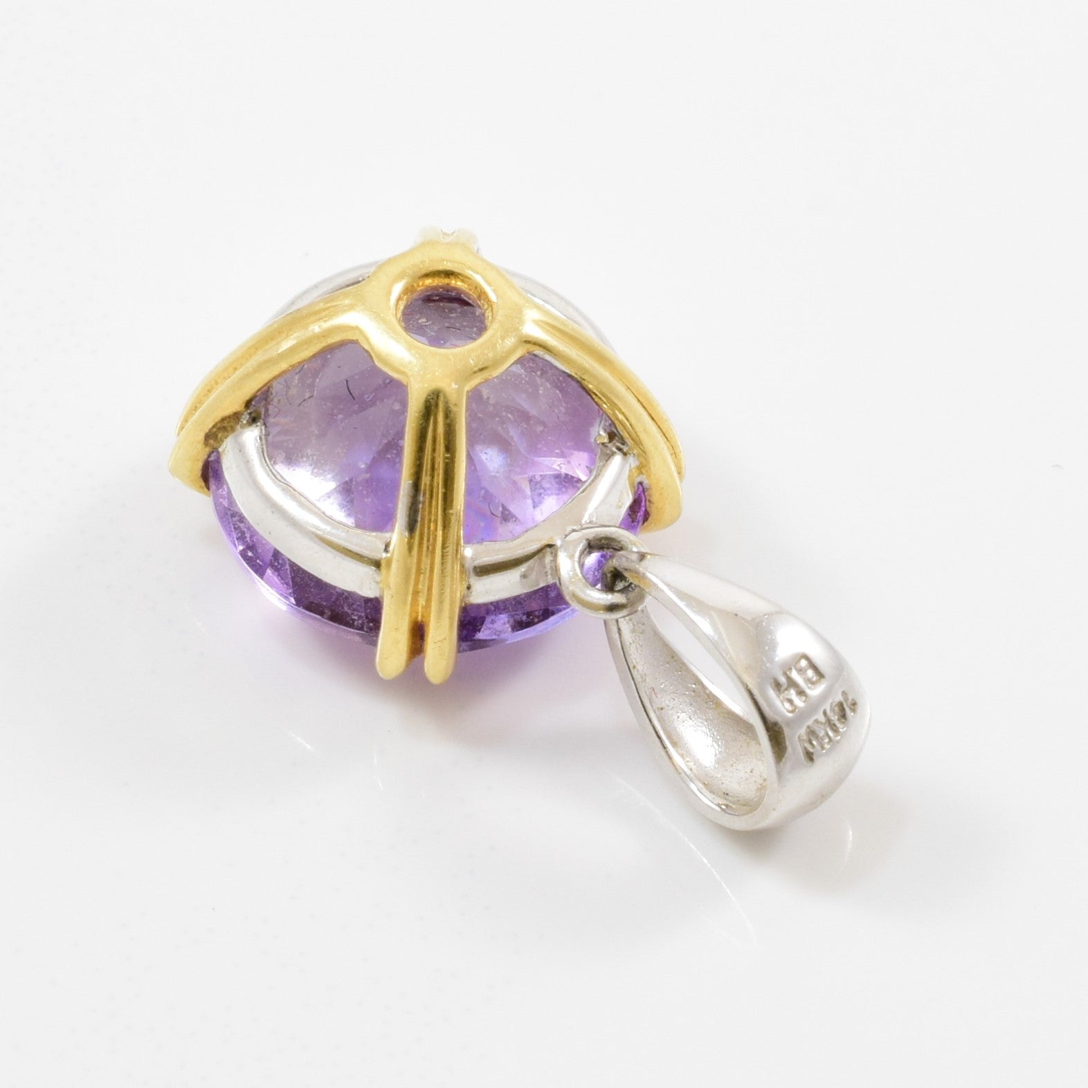 Two Tone Solitaire Amethyst Pendant | 4.50ct |