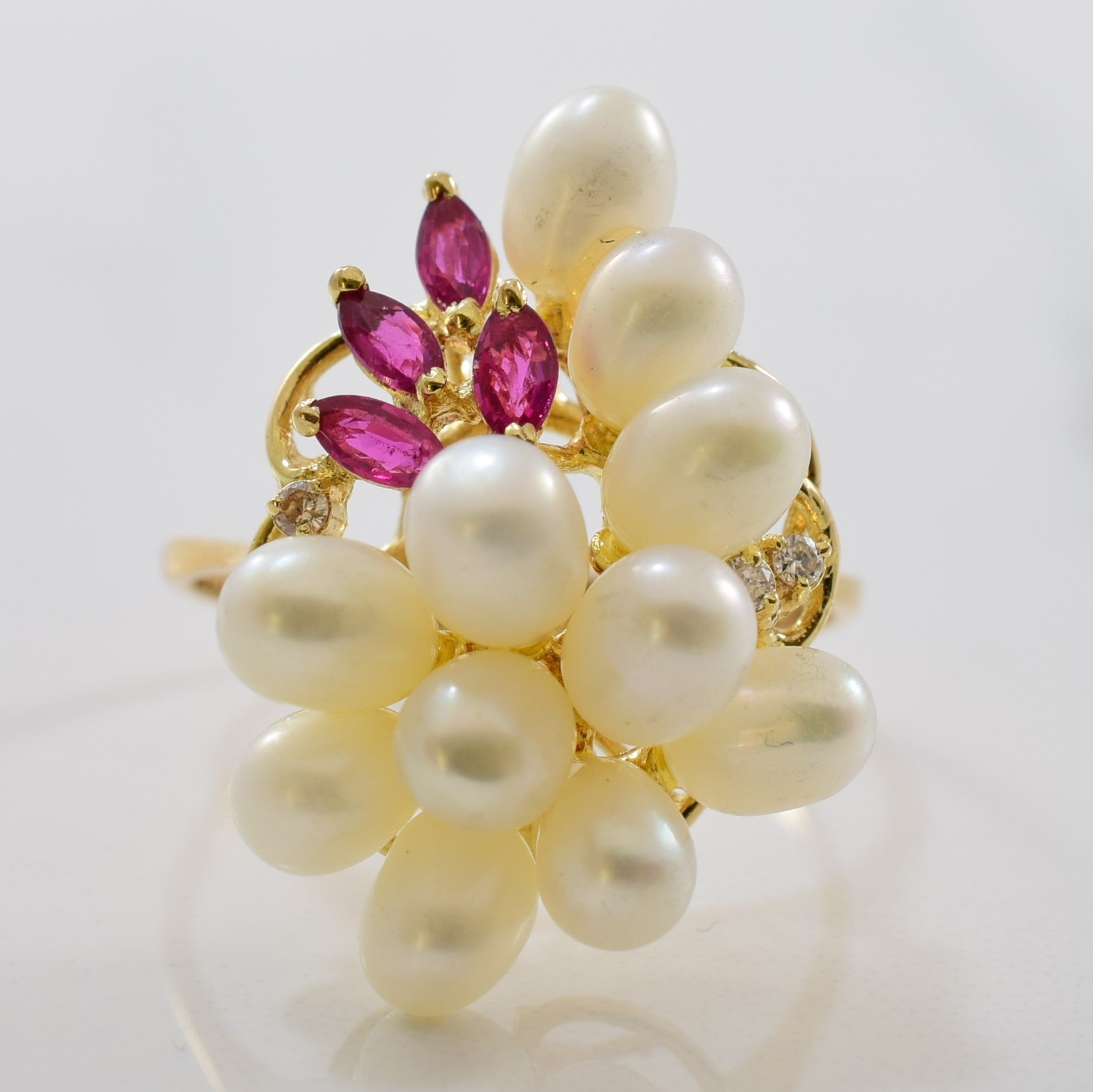 Vibrant Pearl Cocktail Ring | 0.03ctw, 0.28ctw, 7.50ctw | SZ 7.5 |