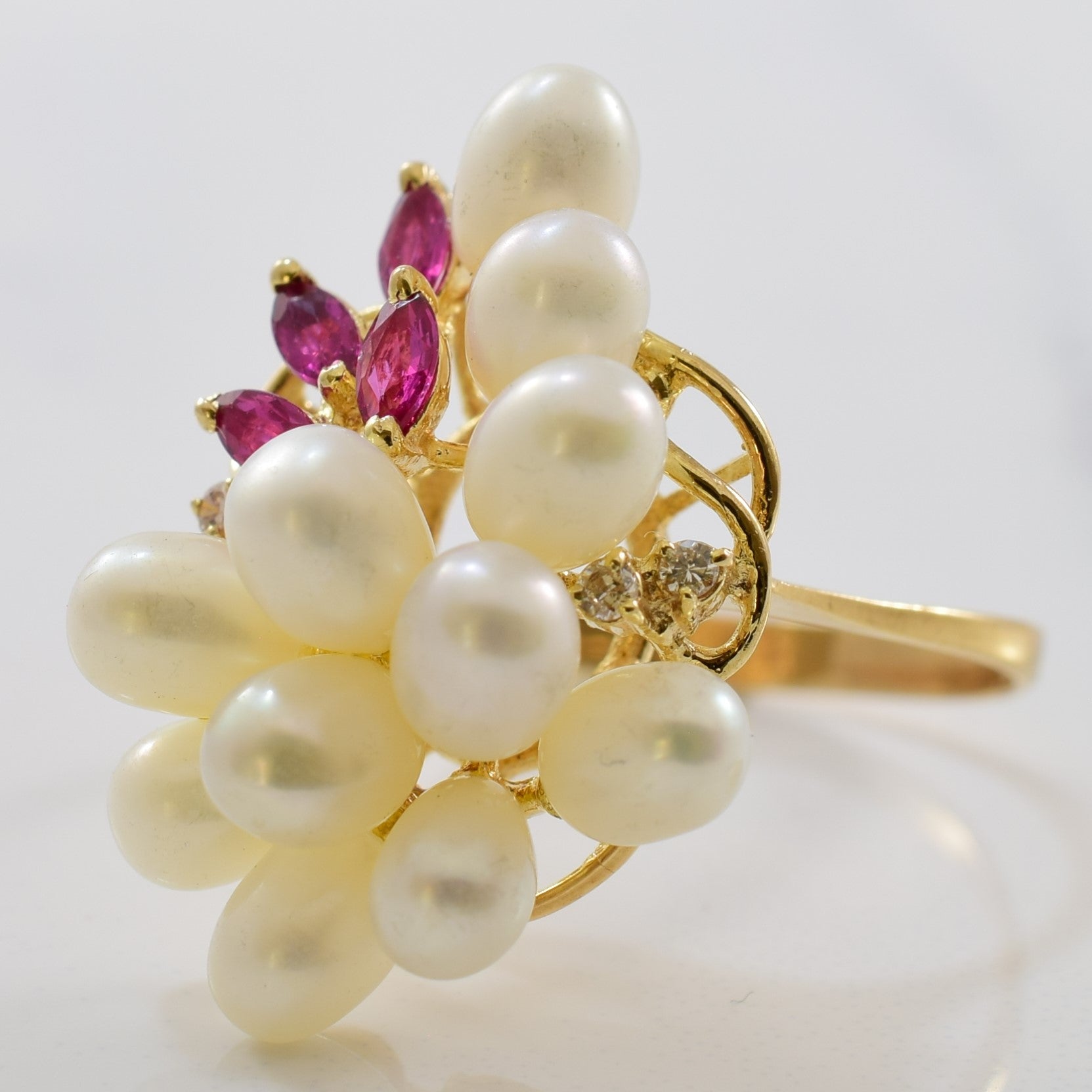 Vibrant Pearl Cocktail Ring | 0.03ctw, 0.28ctw, 7.50ctw | SZ 7.5 |