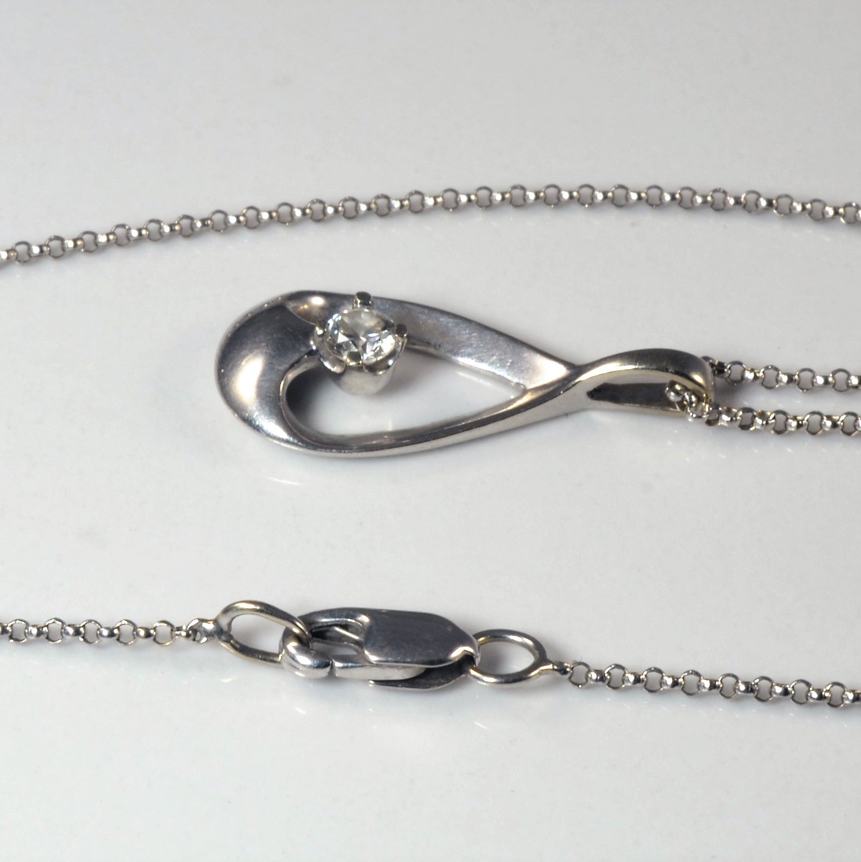 Diamond Tear Drop Necklace | 0.12ct | 16" |