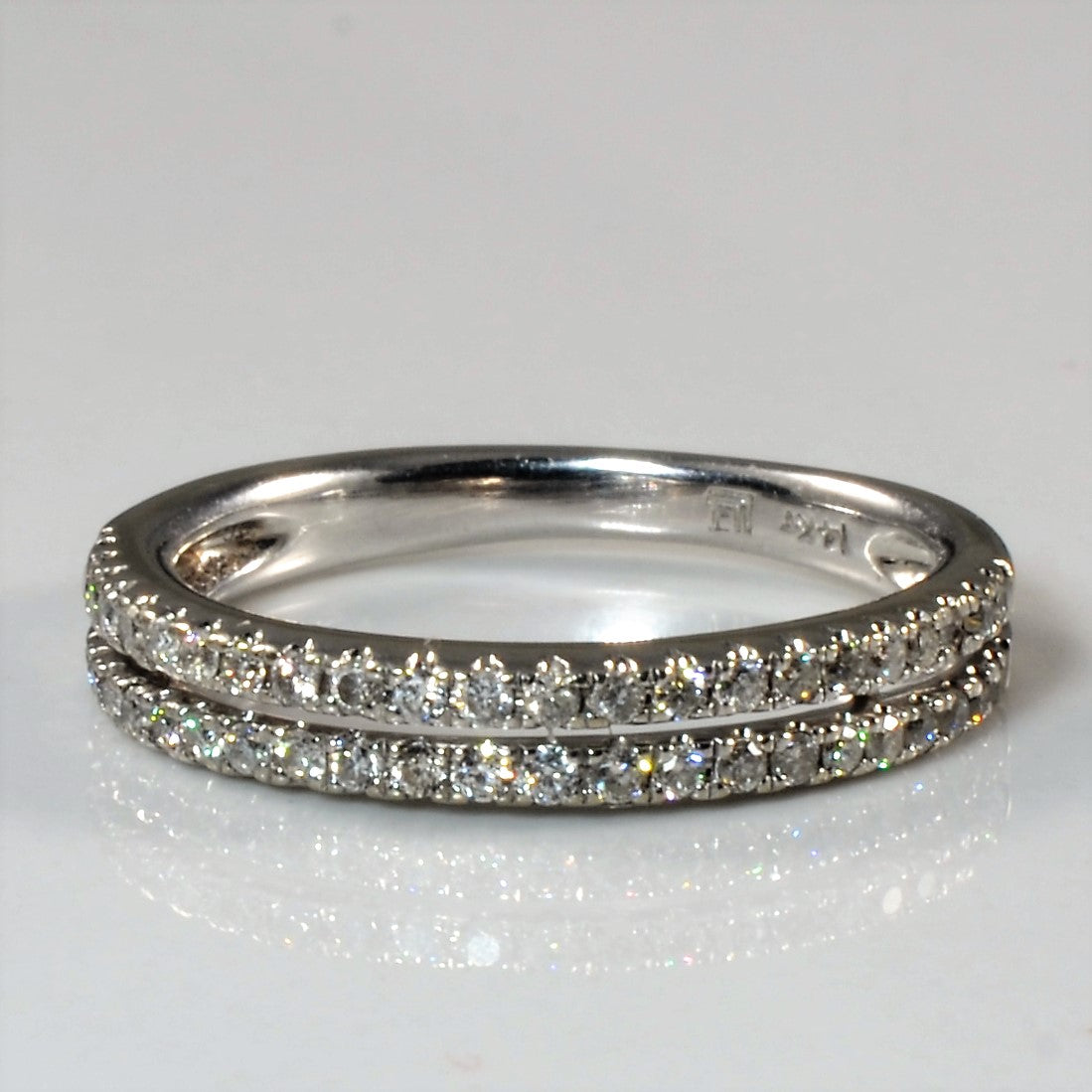 Bague pavée de diamants à double rangée | 0,46 ct au total | Taille 4,5 |