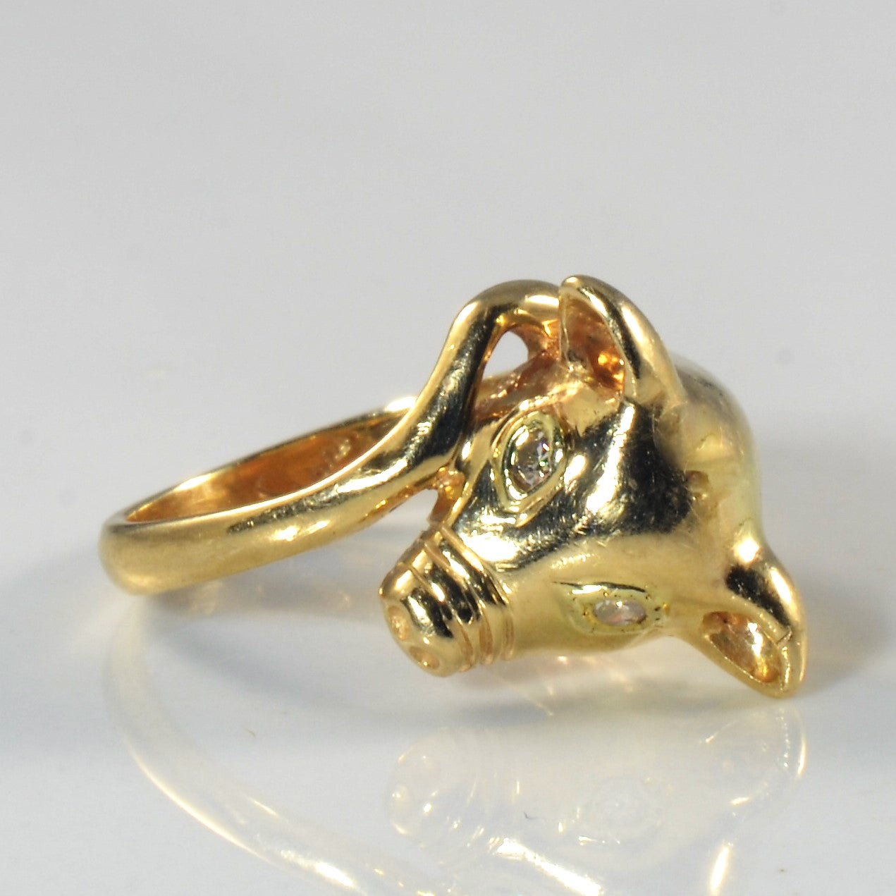 Diamond Eye Piglet Bypass Ring | 0.02ctw | SZ 4.5 |