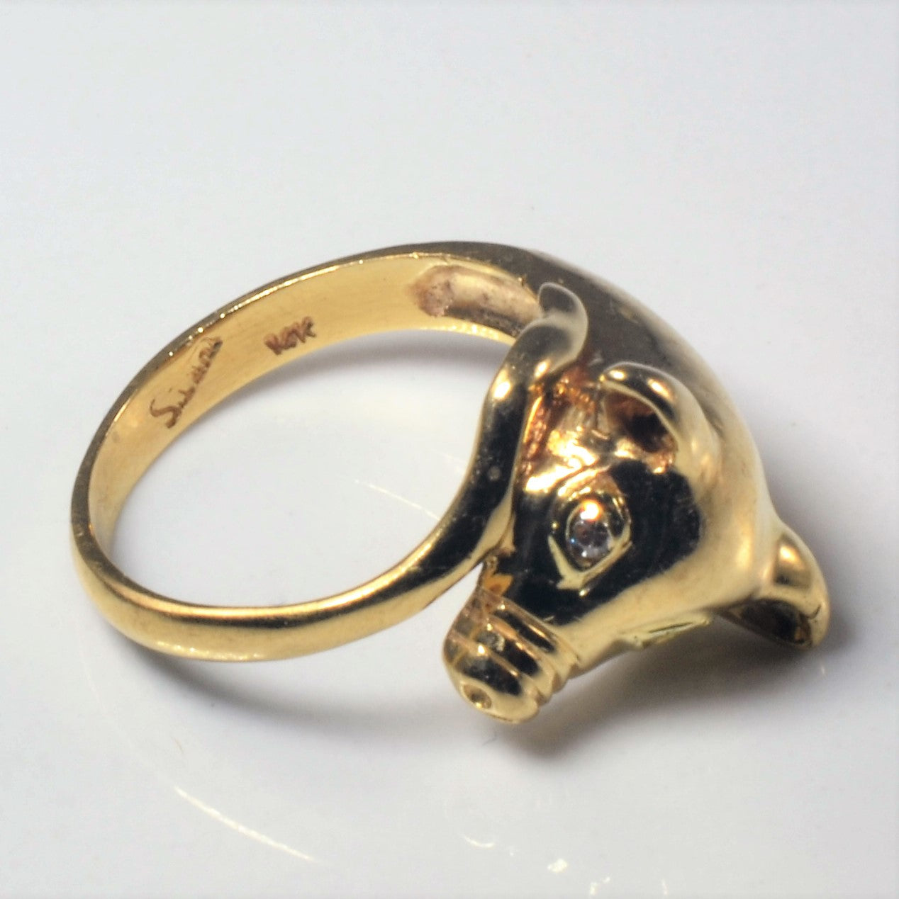 Diamond Eye Piglet Bypass Ring | 0.02ctw | SZ 4.5 |
