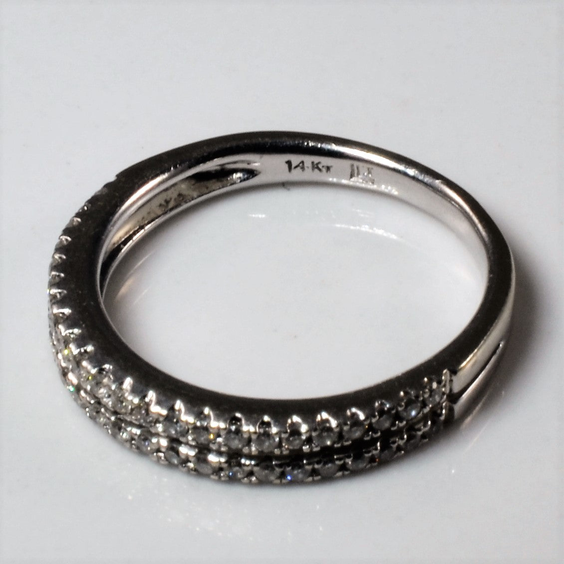 Bague pavée de diamants à double rangée | 0,46 ct au total | Taille 4,5 |