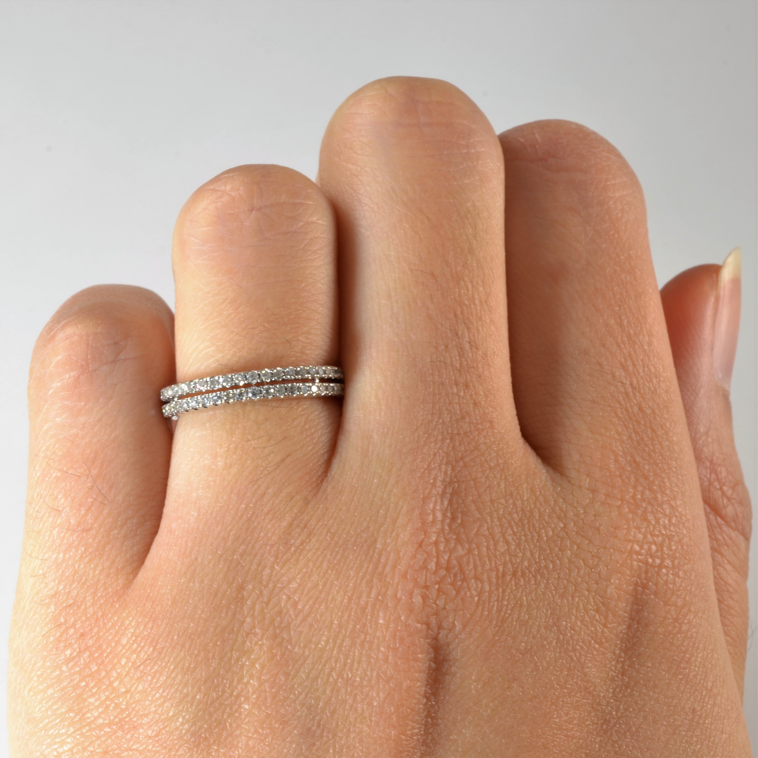 Bague pavée de diamants à double rangée | 0,46 ct au total | Taille 4,5 |