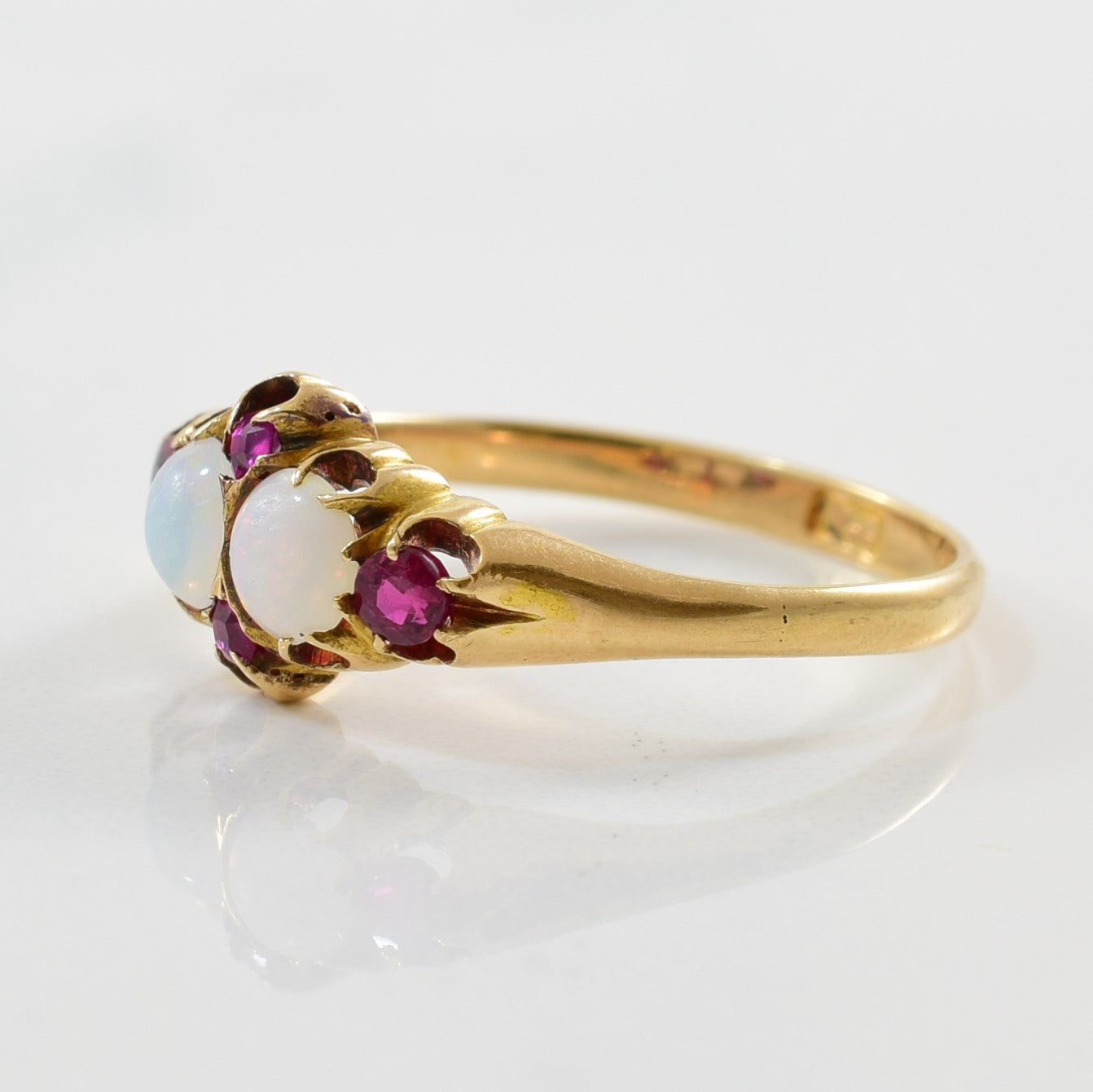 Victorian Opal & Ruby Ring | 0.36ctw, 0.18ct | SZ 6.75 |