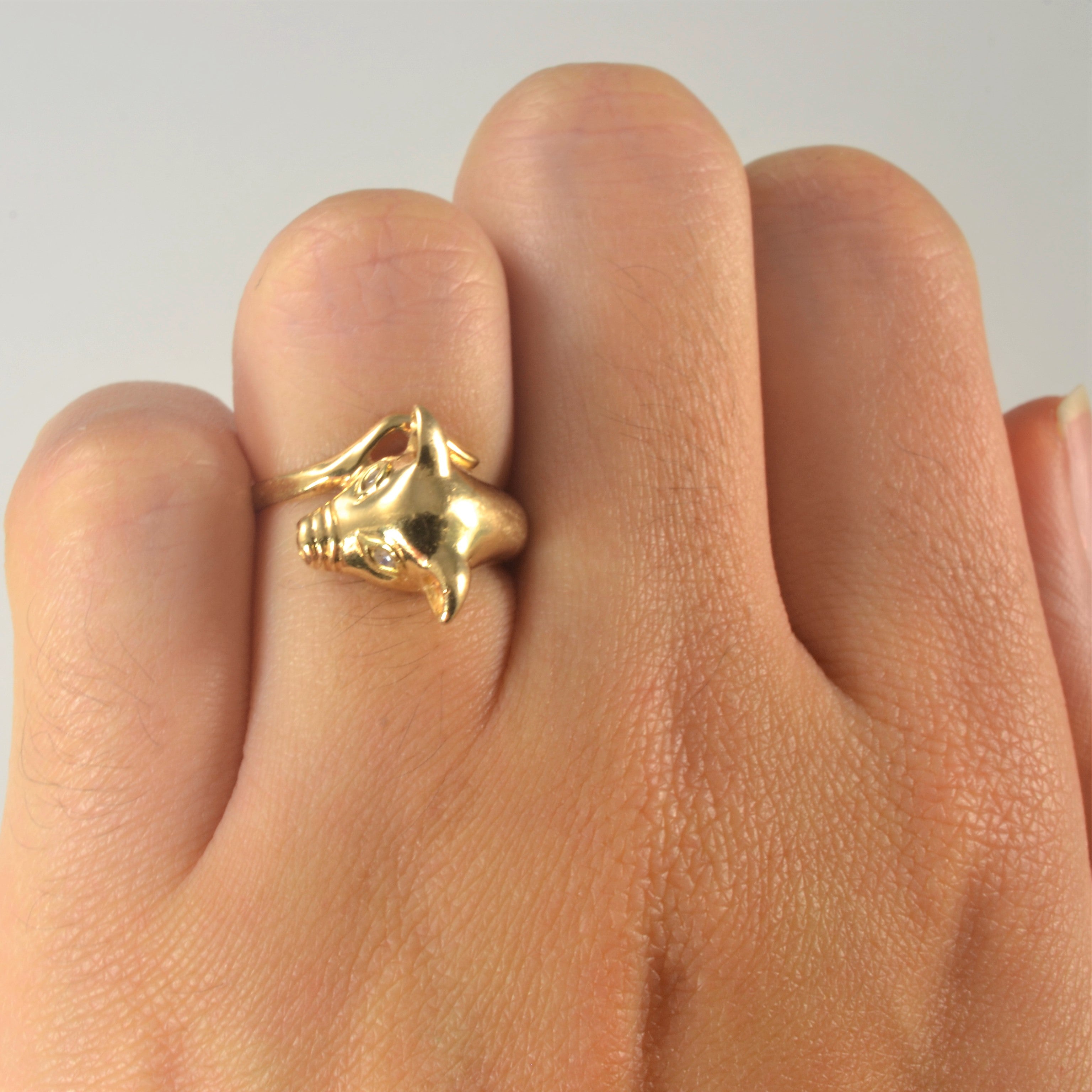 Diamond Eye Piglet Bypass Ring | 0.02ctw | SZ 4.5 |