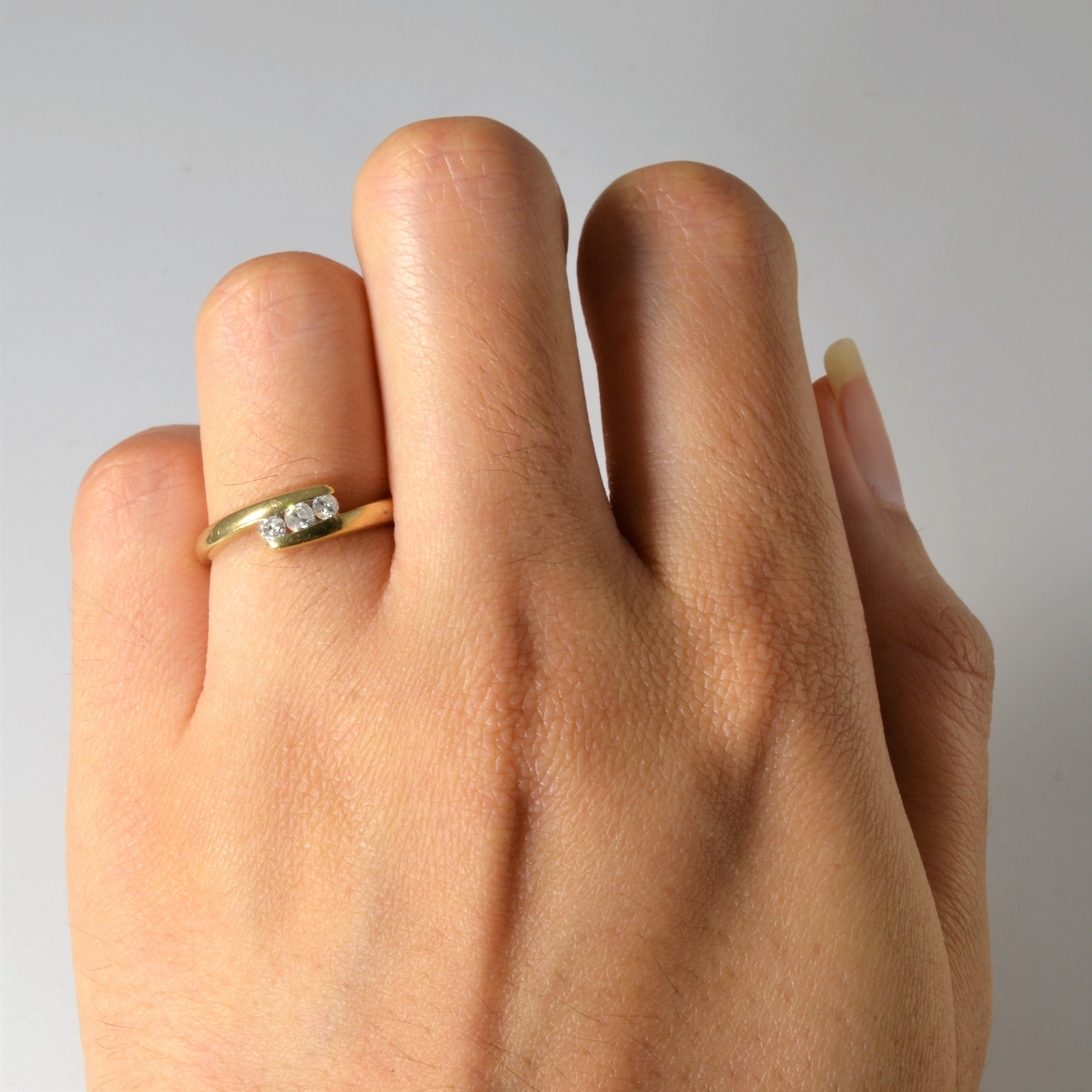 Three Stone Tension Set Diamond Ring | 0.16ctw | SZ 5 |