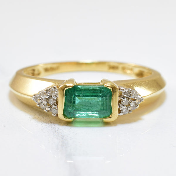 Knife Edge Emerald & Diamond Ring | 0.50ct, 0.06ctw | SZ 7 |