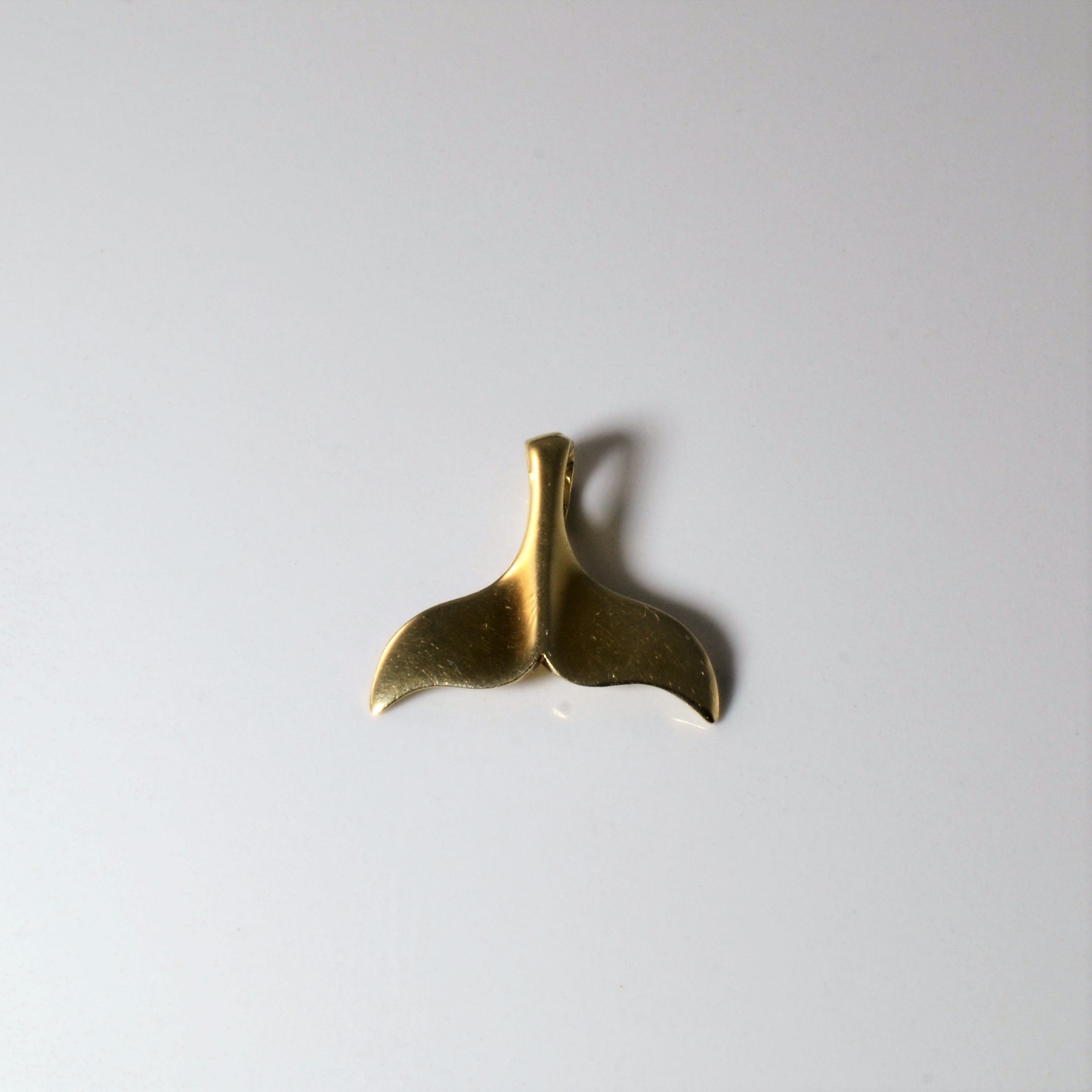 Yellow Gold Whale Tail Pendant |