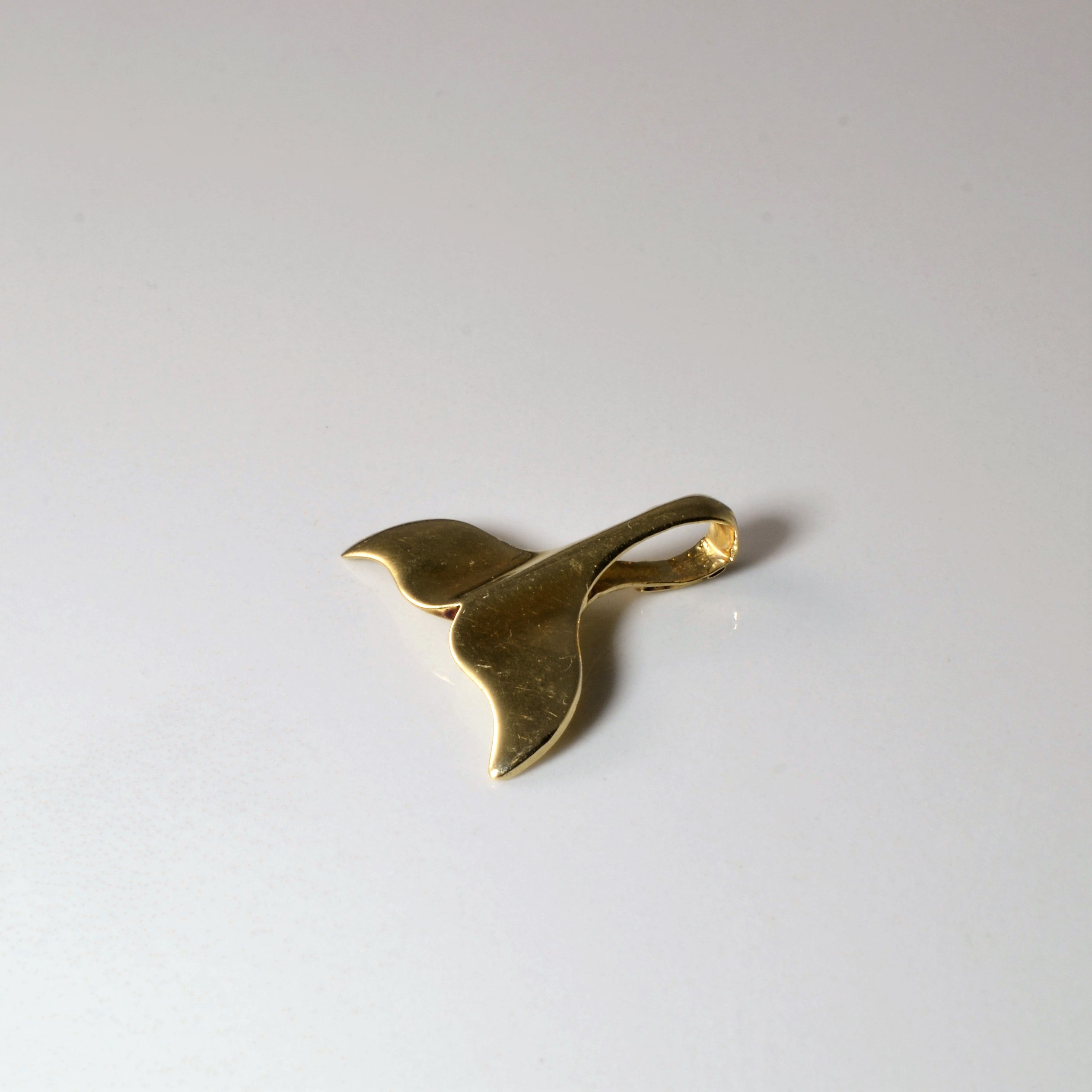 Yellow Gold Whale Tail Pendant |