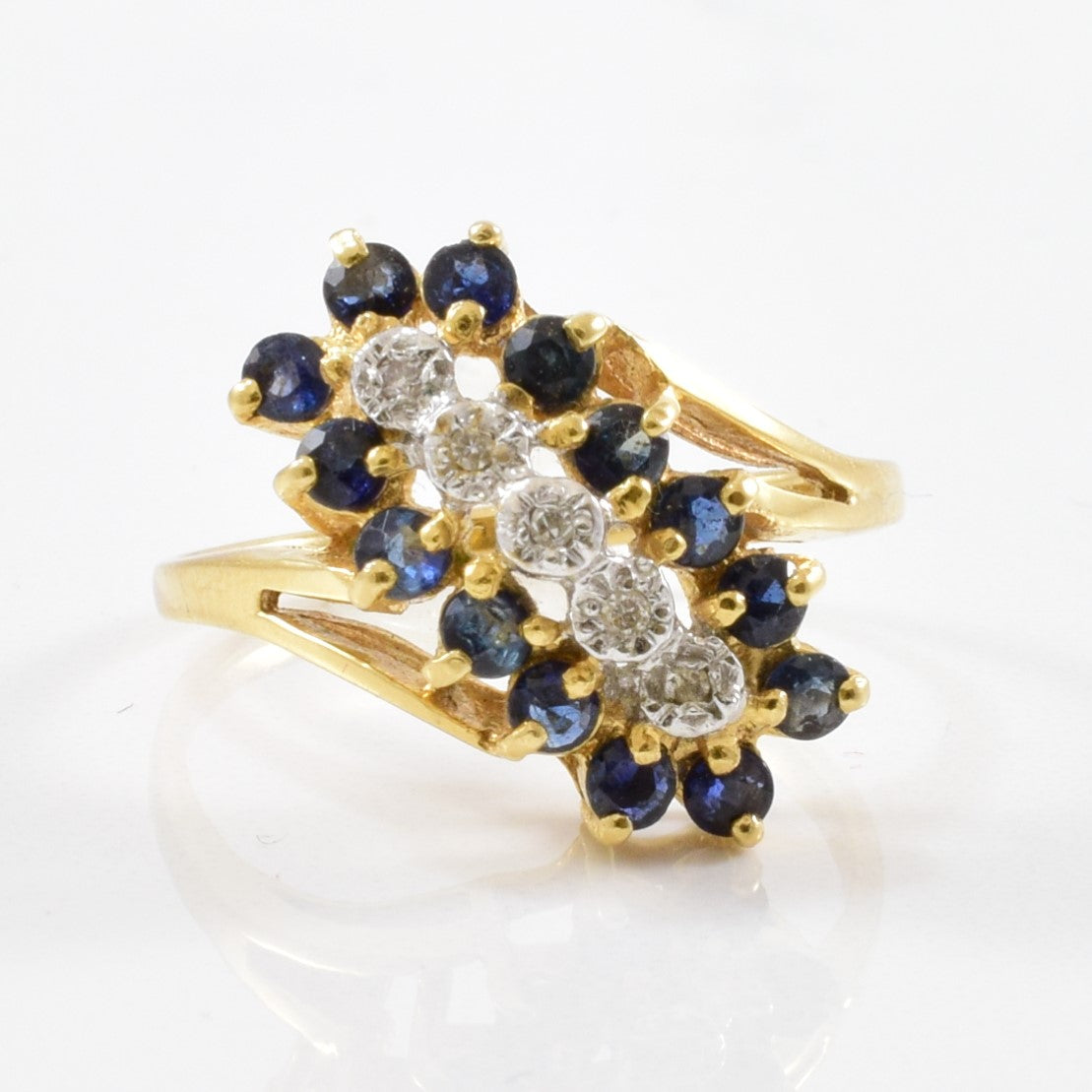 Sapphire & Diamond Cascade Bypass Ring | 0.05ctw, 0.50ctw | SZ 6 |