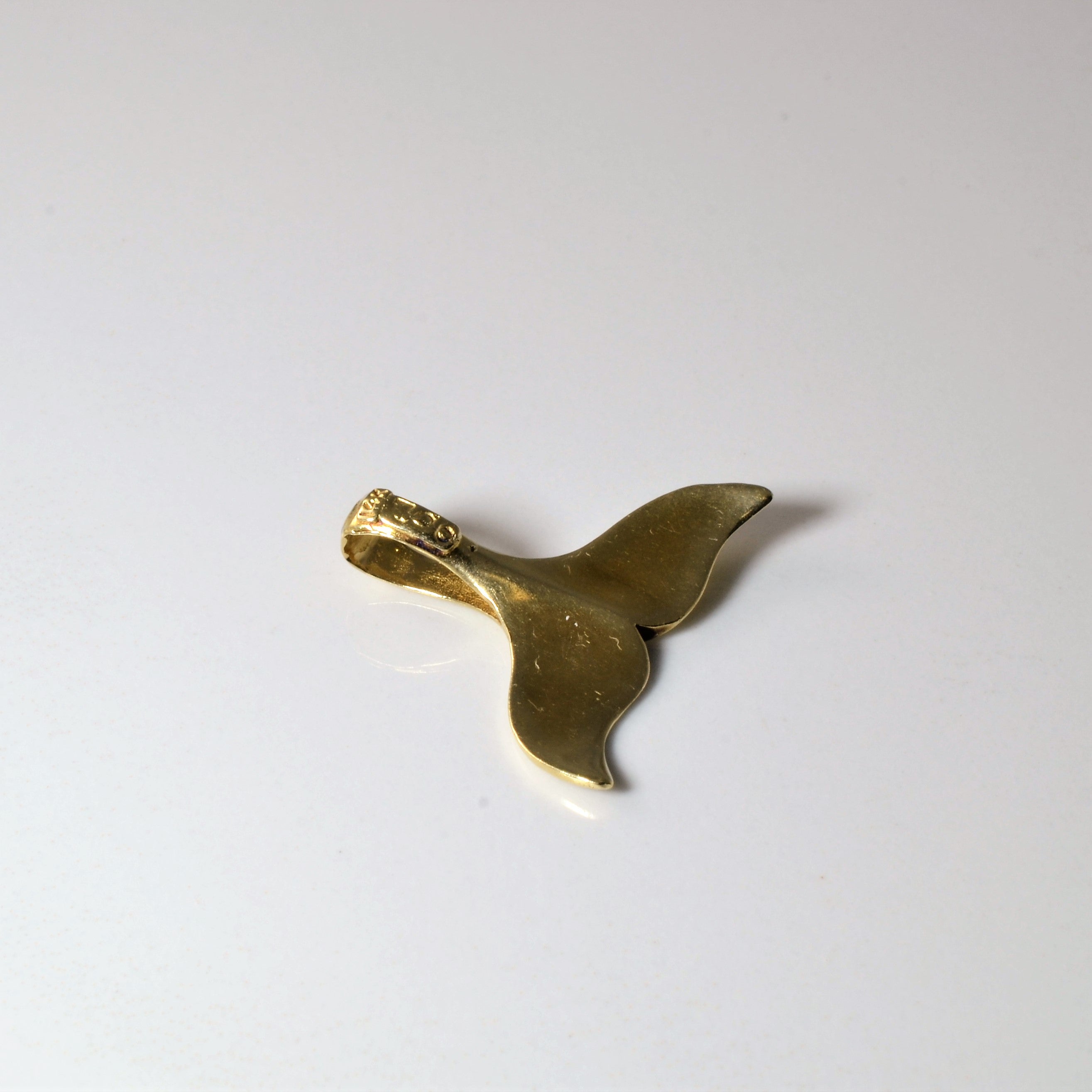 Yellow Gold Whale Tail Pendant |