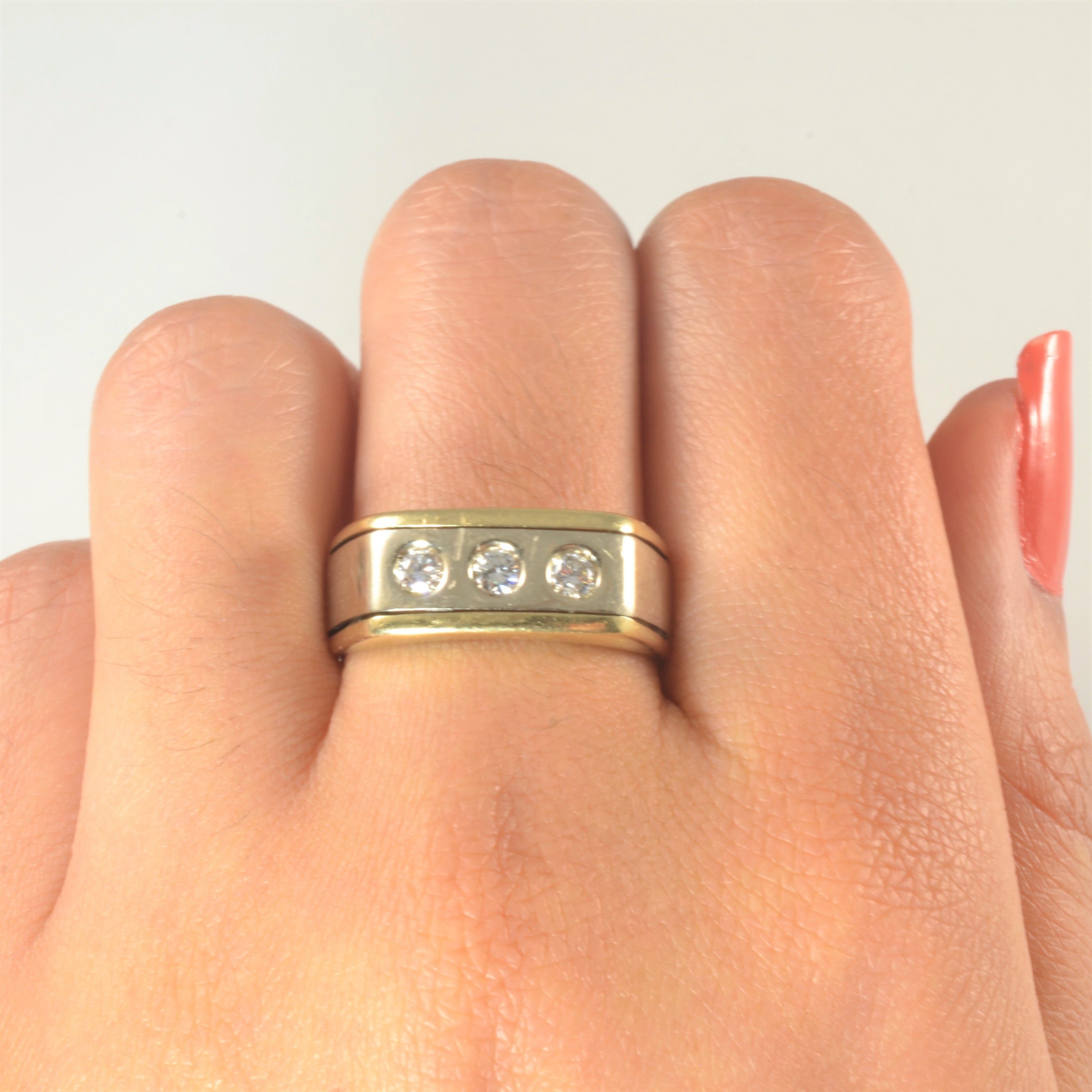 Flush Set Three Stone Diamond Band | 0.63ctw | SZ 11.5 |