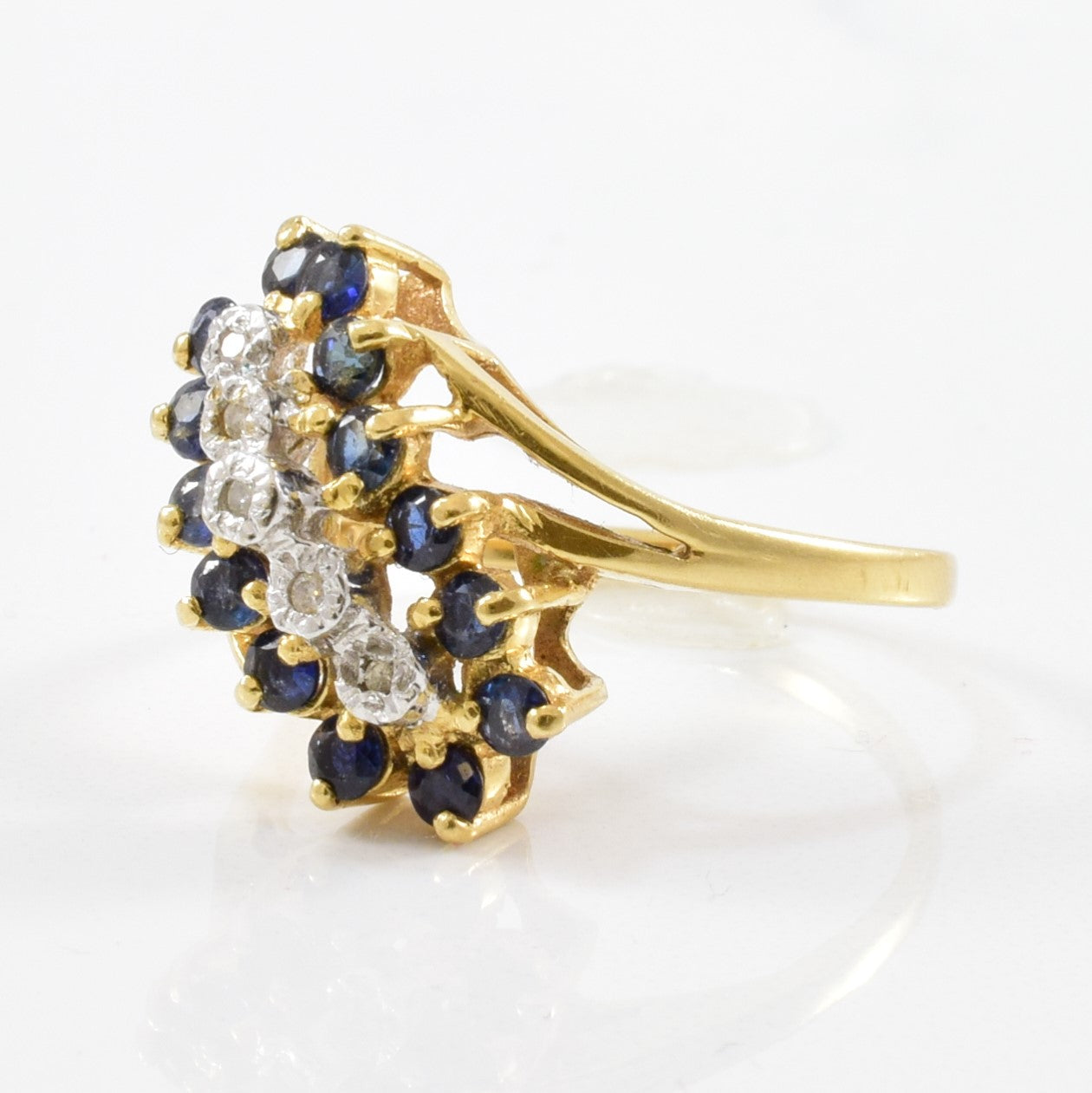 Sapphire & Diamond Cascade Bypass Ring | 0.05ctw, 0.50ctw | SZ 6 |