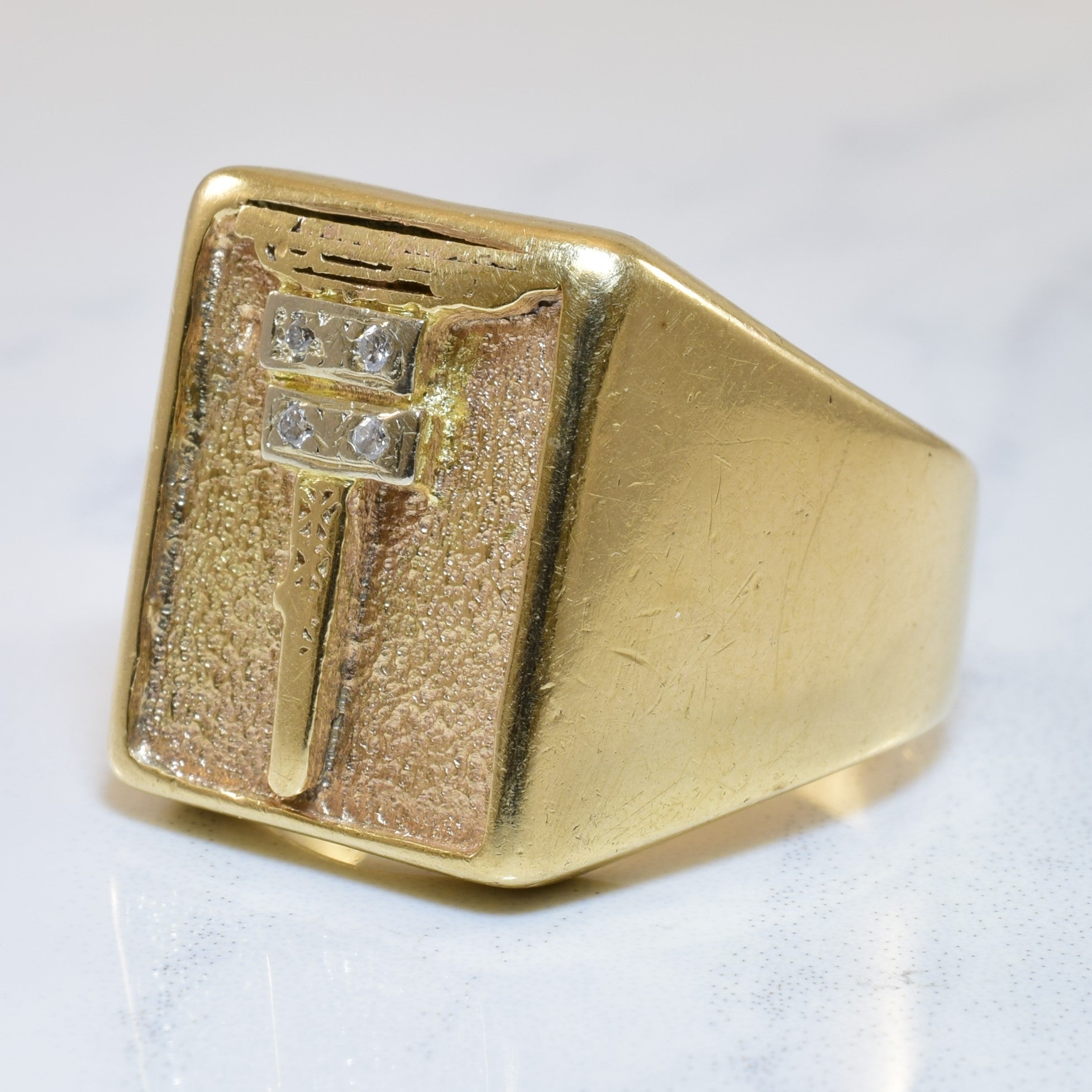 Diamond Initial 'T' Signet Ring | 0.04ctw | SZ 11.25 |