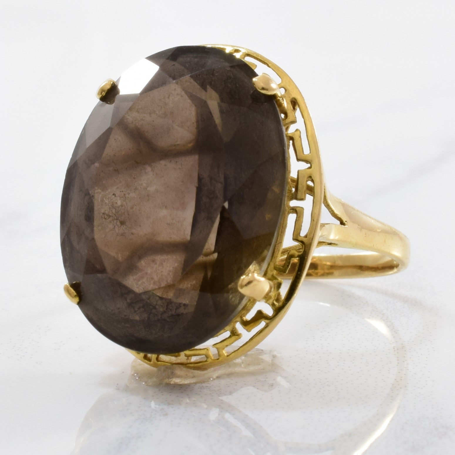 Smoky Quartz Cocktail Ring | 14.00ct | SZ 7.25 |