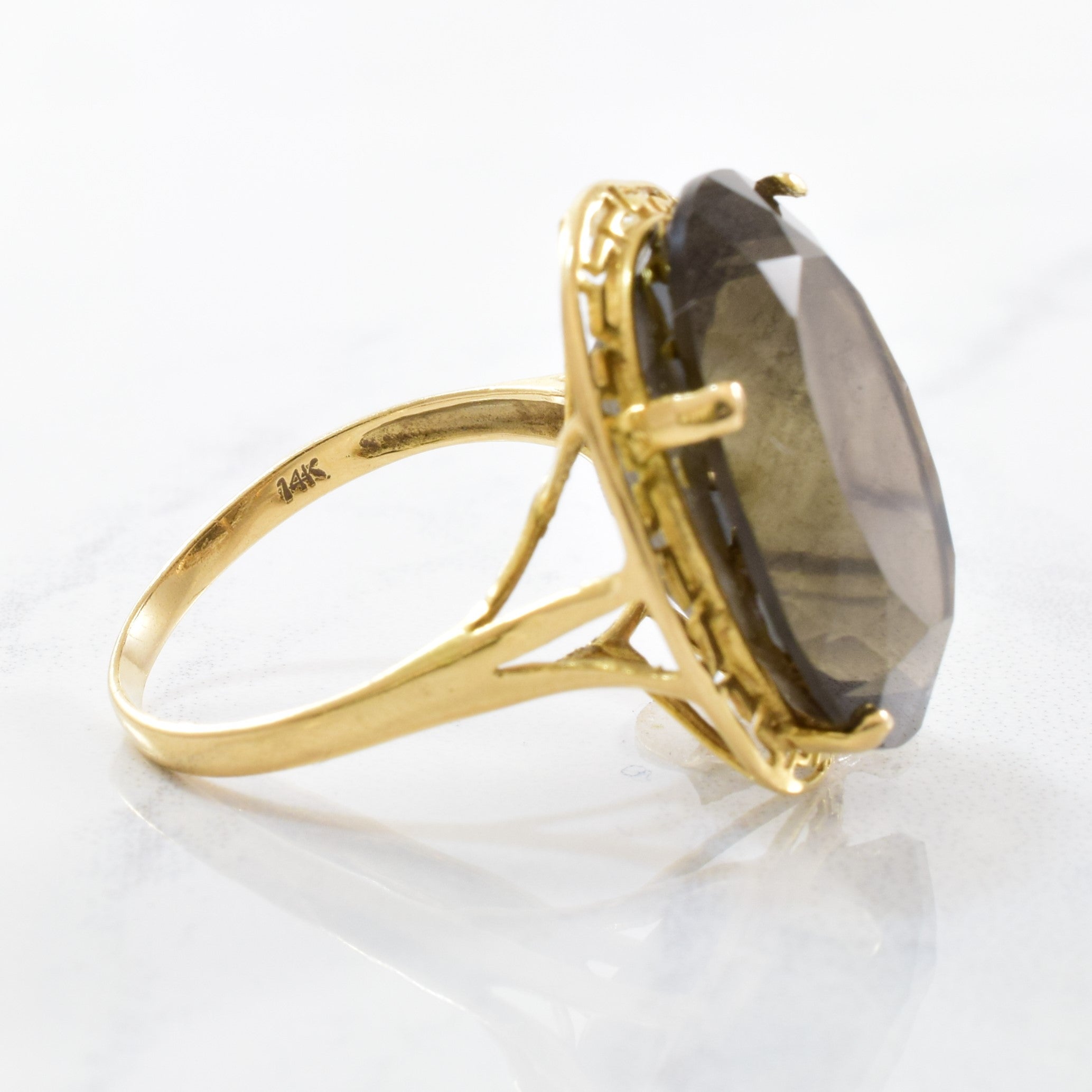Smoky Quartz Cocktail Ring | 14.00ct | SZ 7.25 |