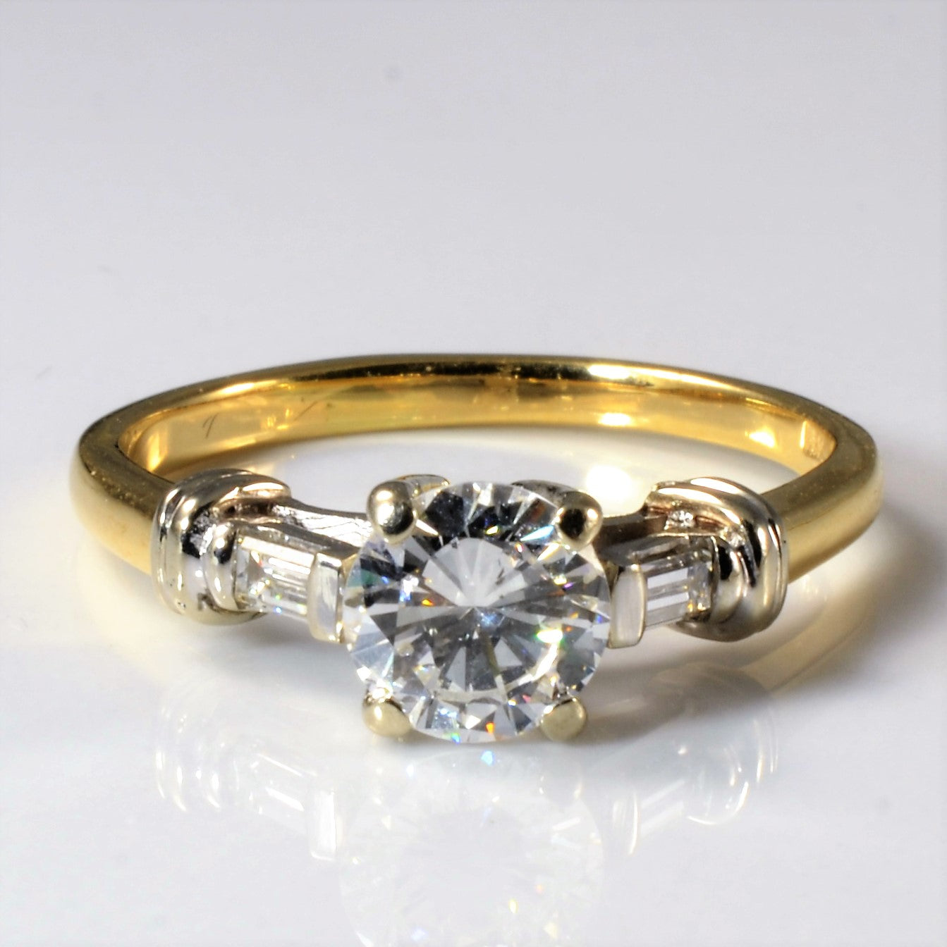 Baguette Shoulder Three Stone Engagement Ring | 1.01ctw | SZ 8 |