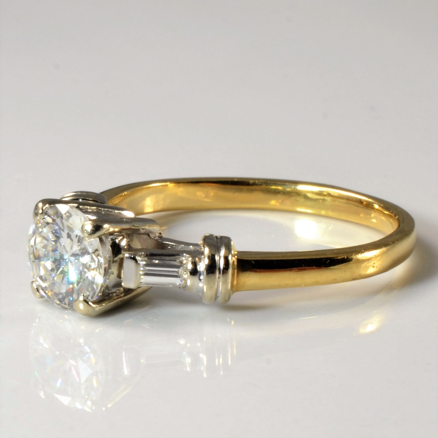 Baguette Shoulder Three Stone Engagement Ring | 1.01ctw | SZ 8 |
