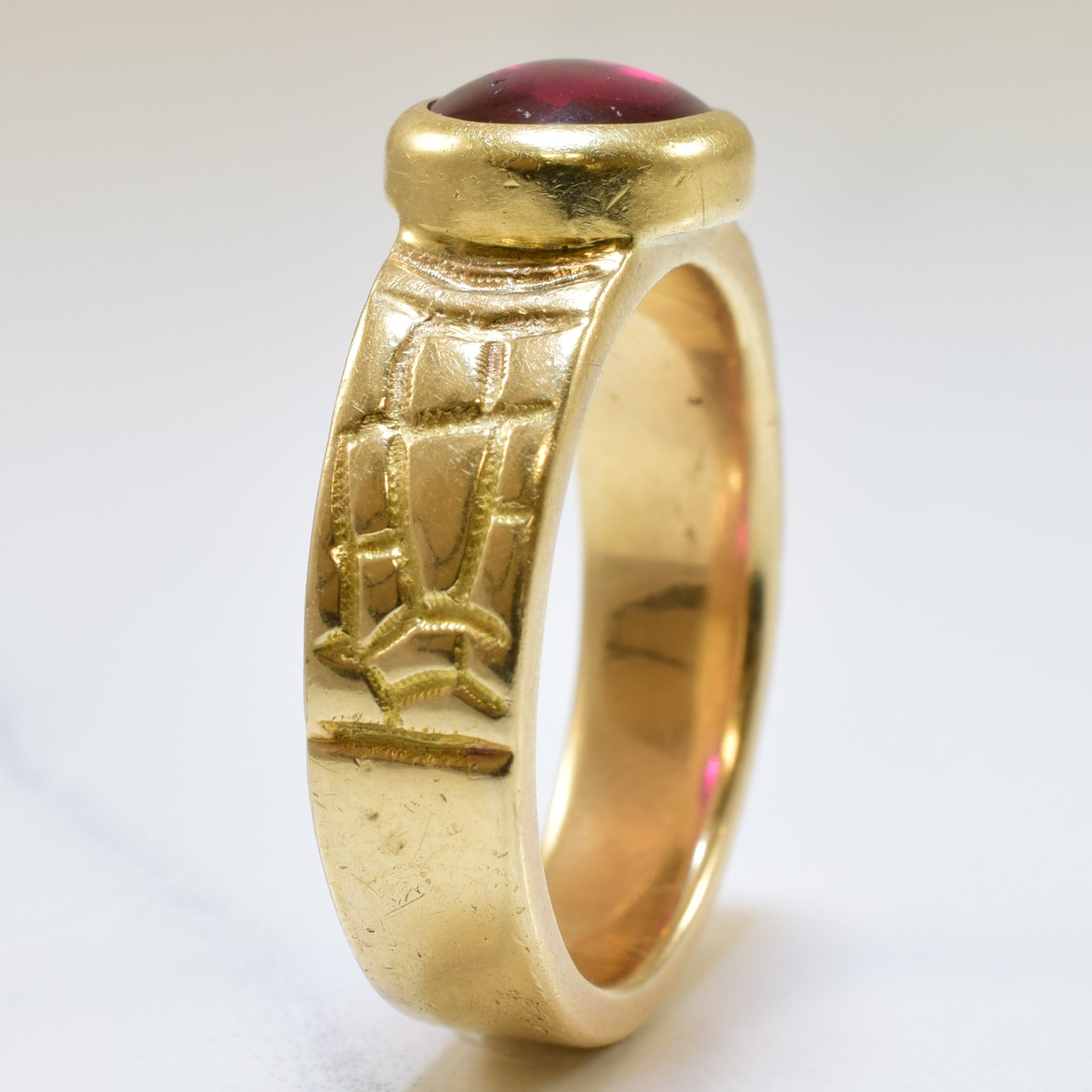 Textured Synthetic Ruby Ring | 3.00ct | SZ 9.75 |
