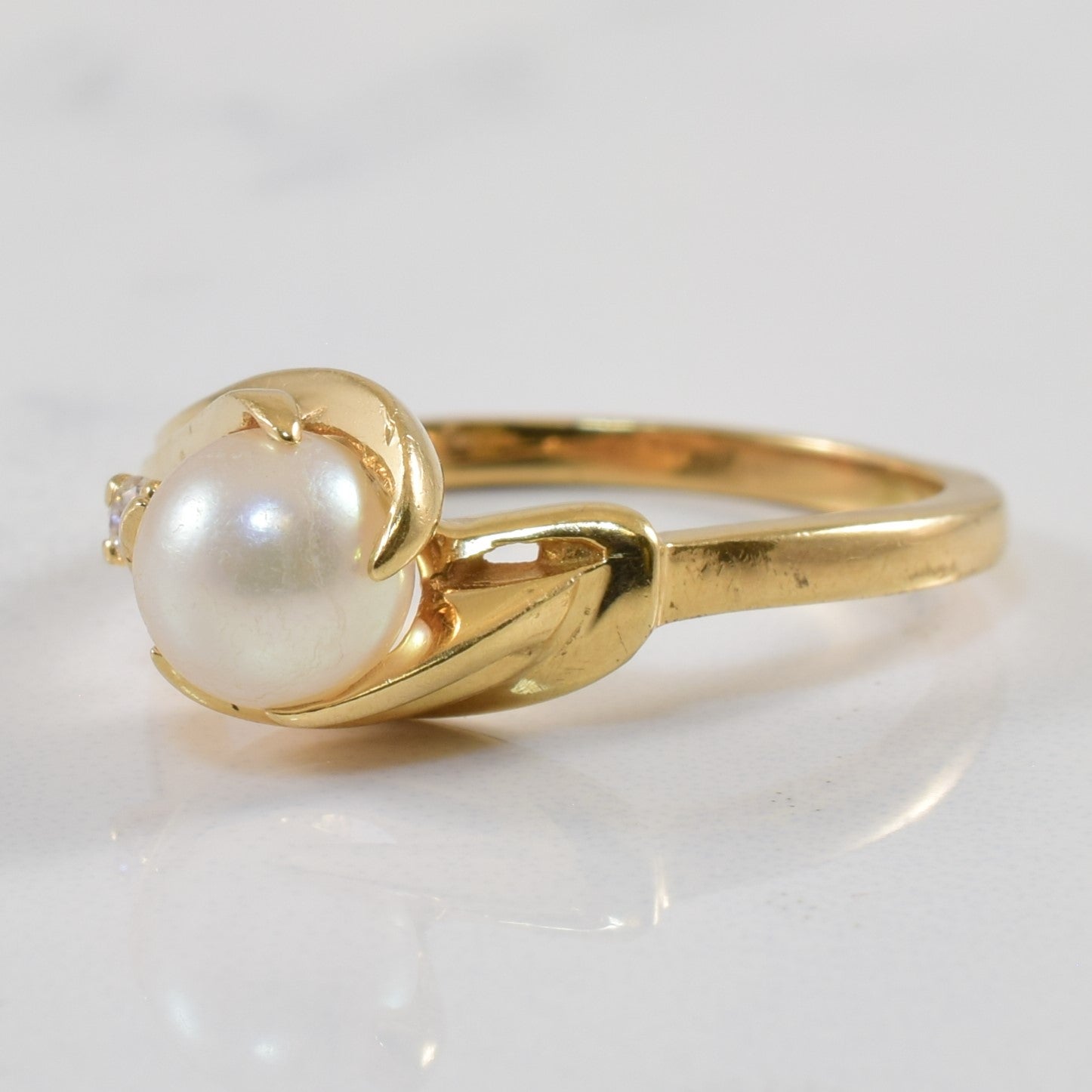 Pearl & Diamond Bypass Ring | 1.75ct, 0.03ct | SZ 7.25 |