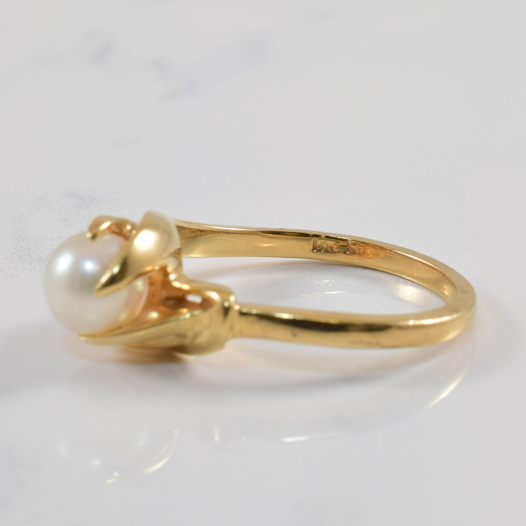 Pearl & Diamond Bypass Ring | 1.75ct, 0.03ct | SZ 7.25 |