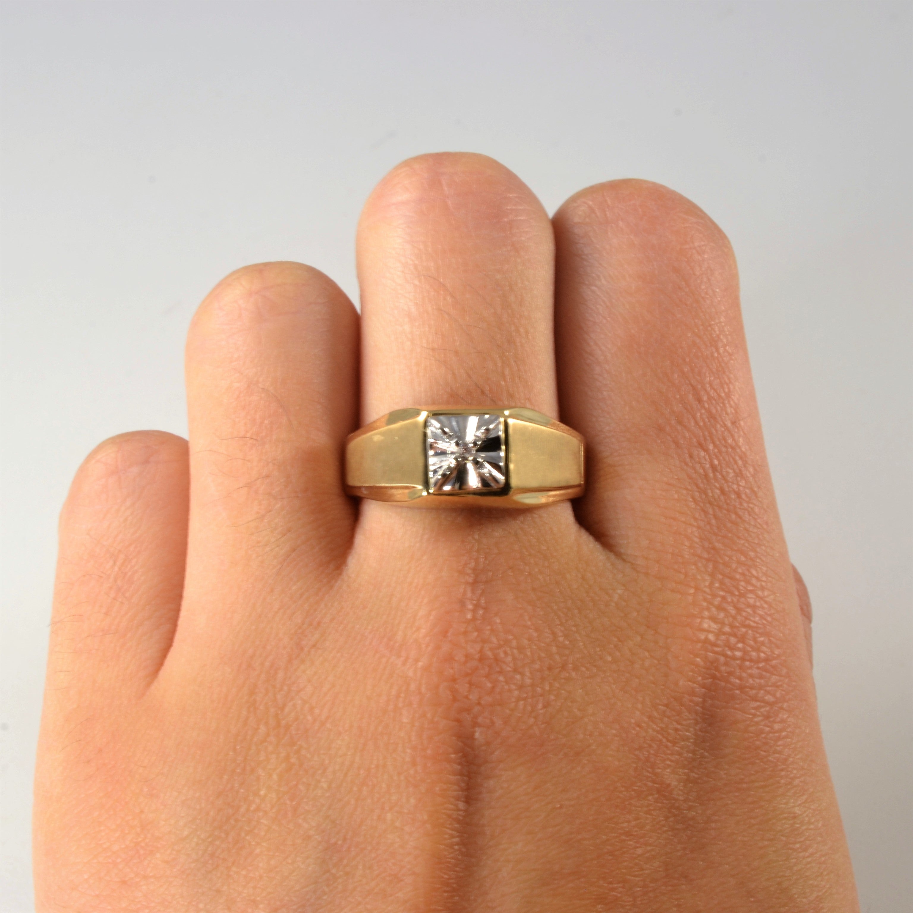 Solitaire Diamond Gold Ring | 0.02ct | SZ 9.75 |
