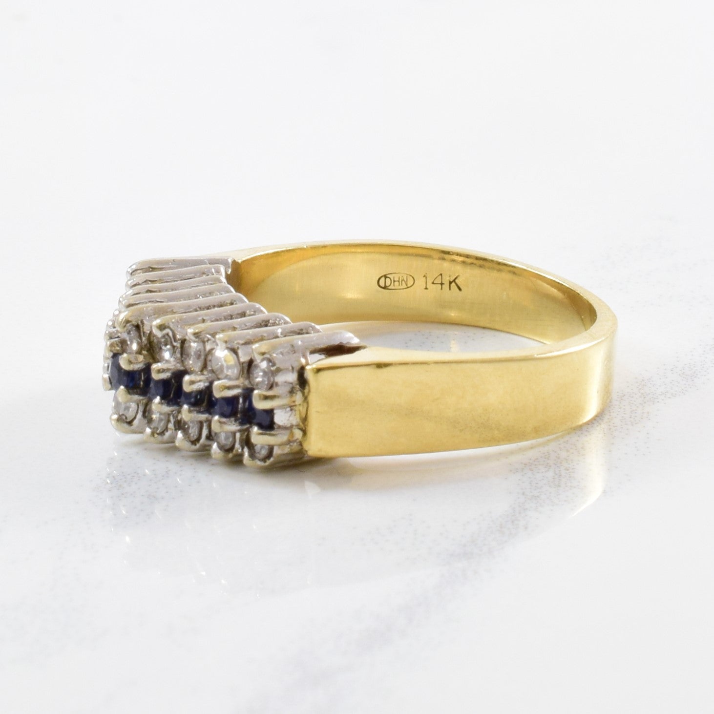 Three Row Sapphire & Diamond Ring | 0.25ctw, 0.15ctw | SZ 6 |